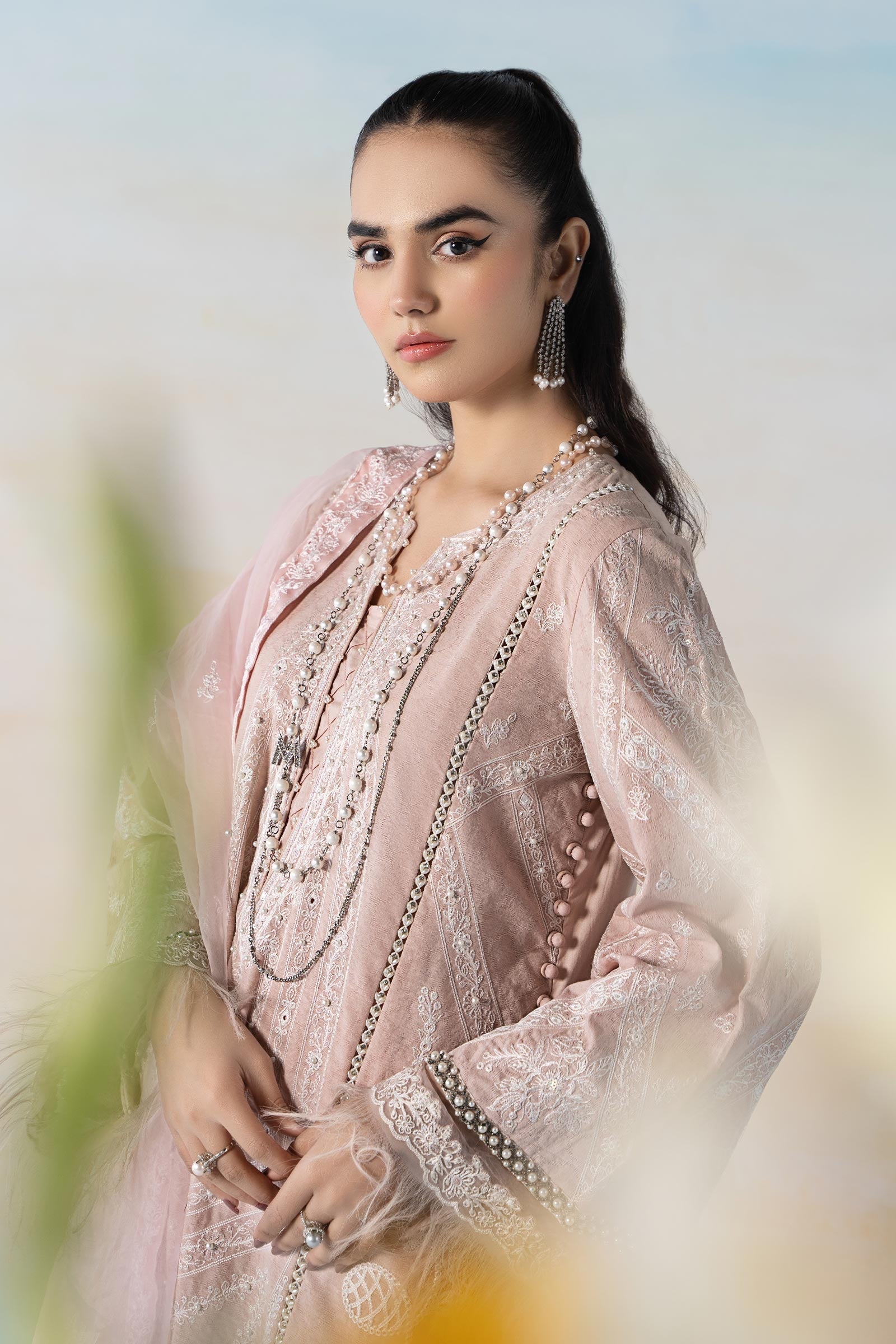 3 Piece Embroidered Self Jacquard Suit
