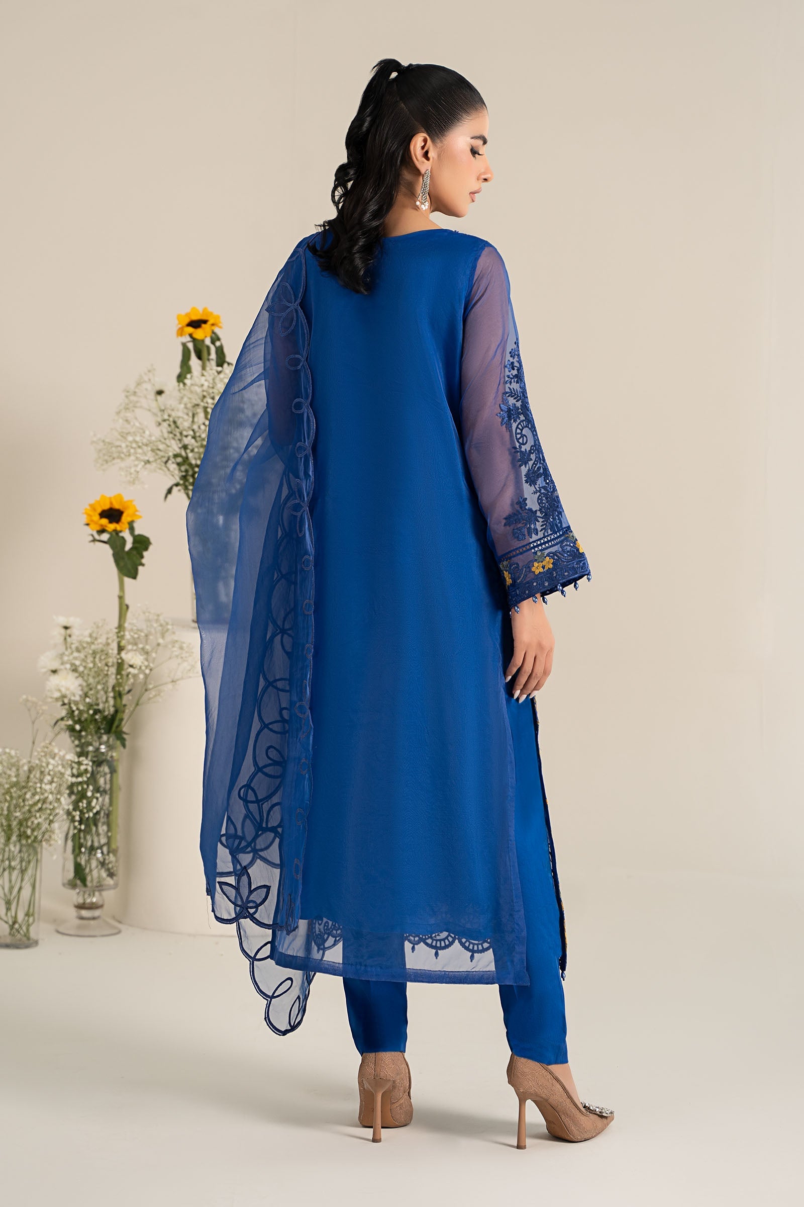 3 Piece Embroidered Organza Suit