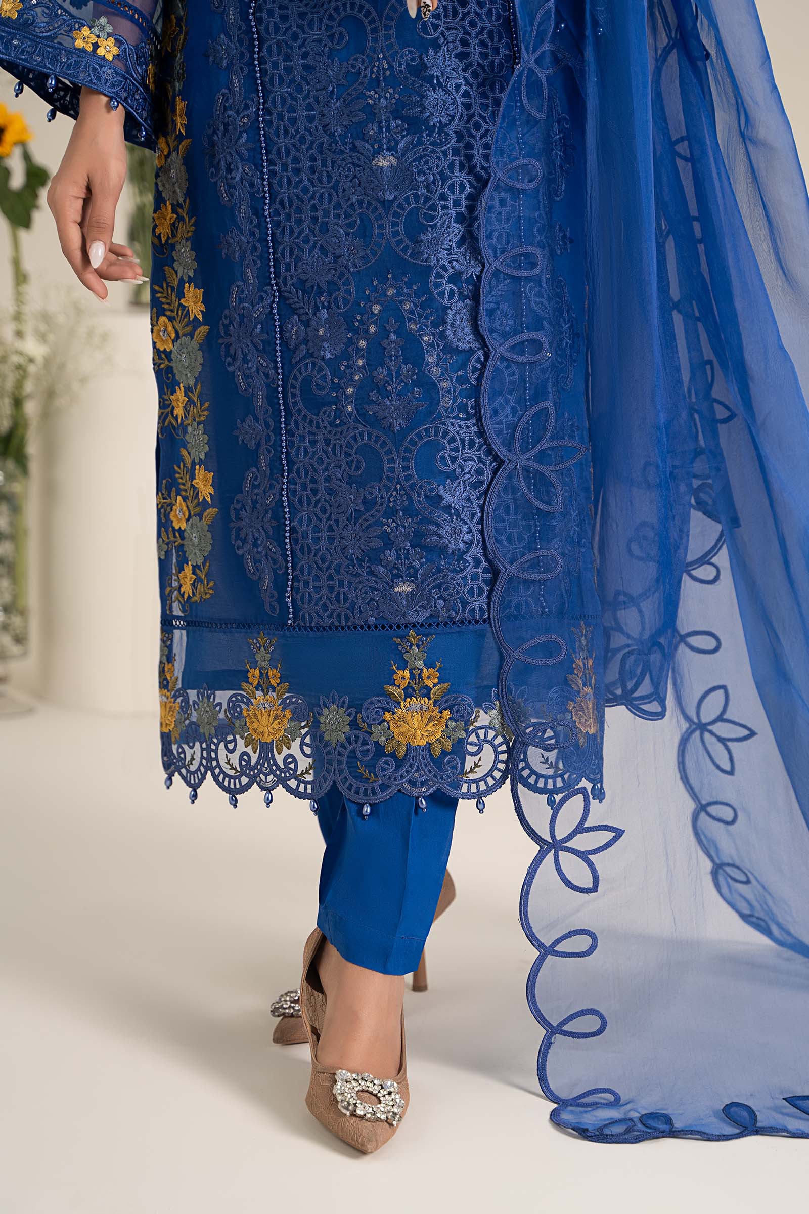 3 Piece Embroidered Organza Suit