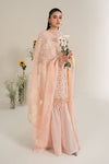 3 Piece Embroidered Polyester Net Suit