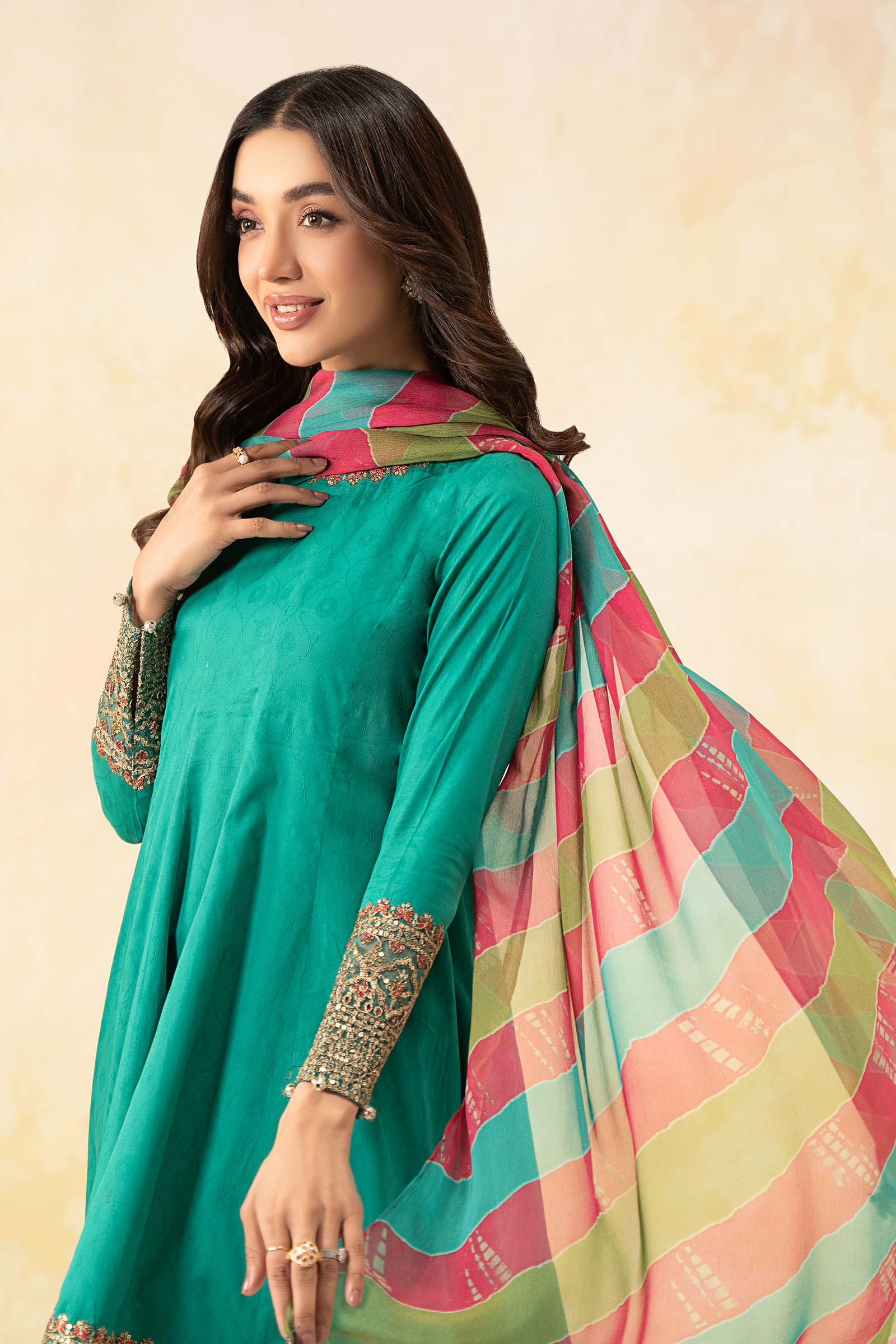 3 Piece Embroidered Self Jacquard Lawn Suit