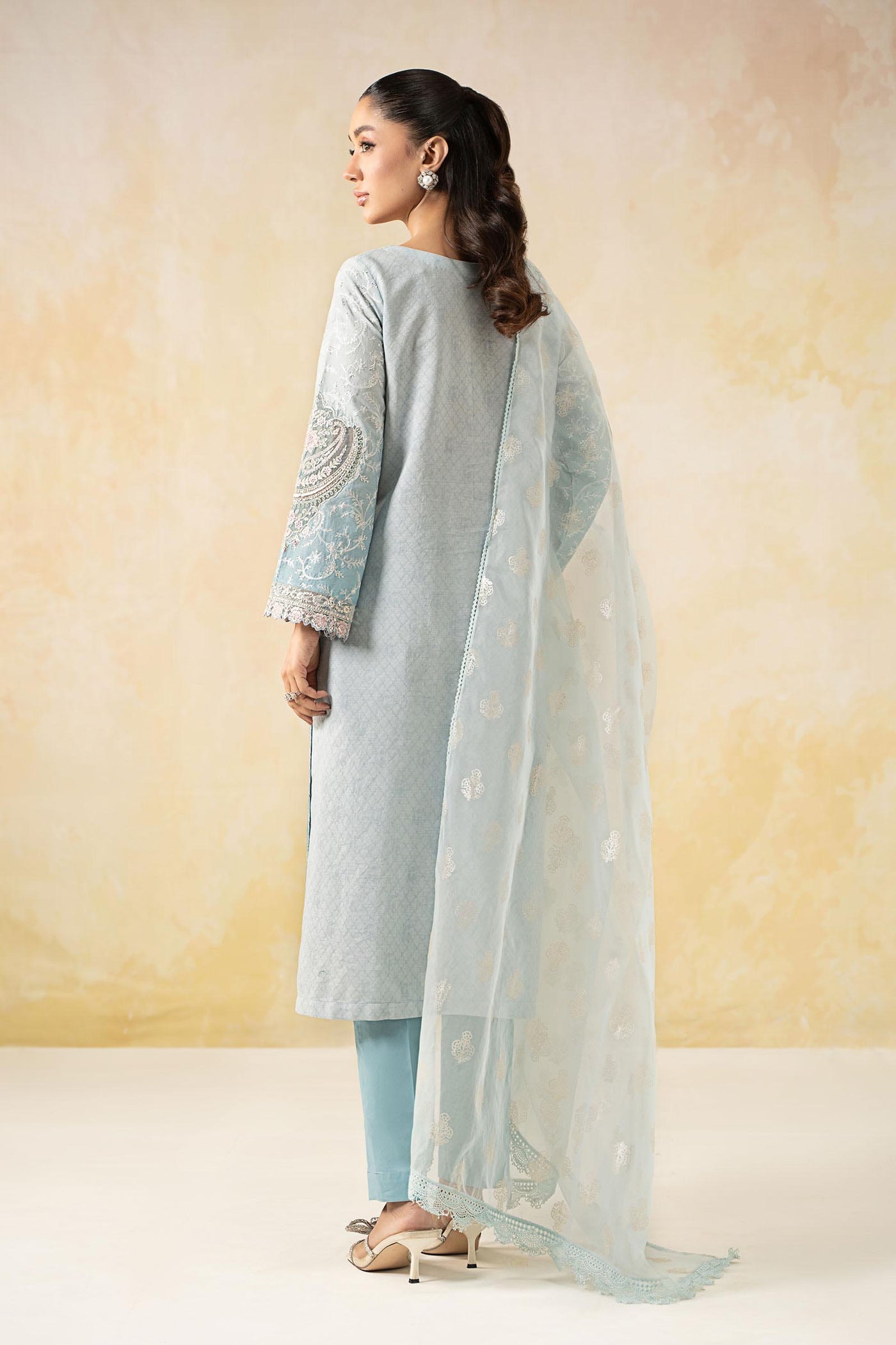 3 Piece Embroidered Self Jacquard Lawn Suit