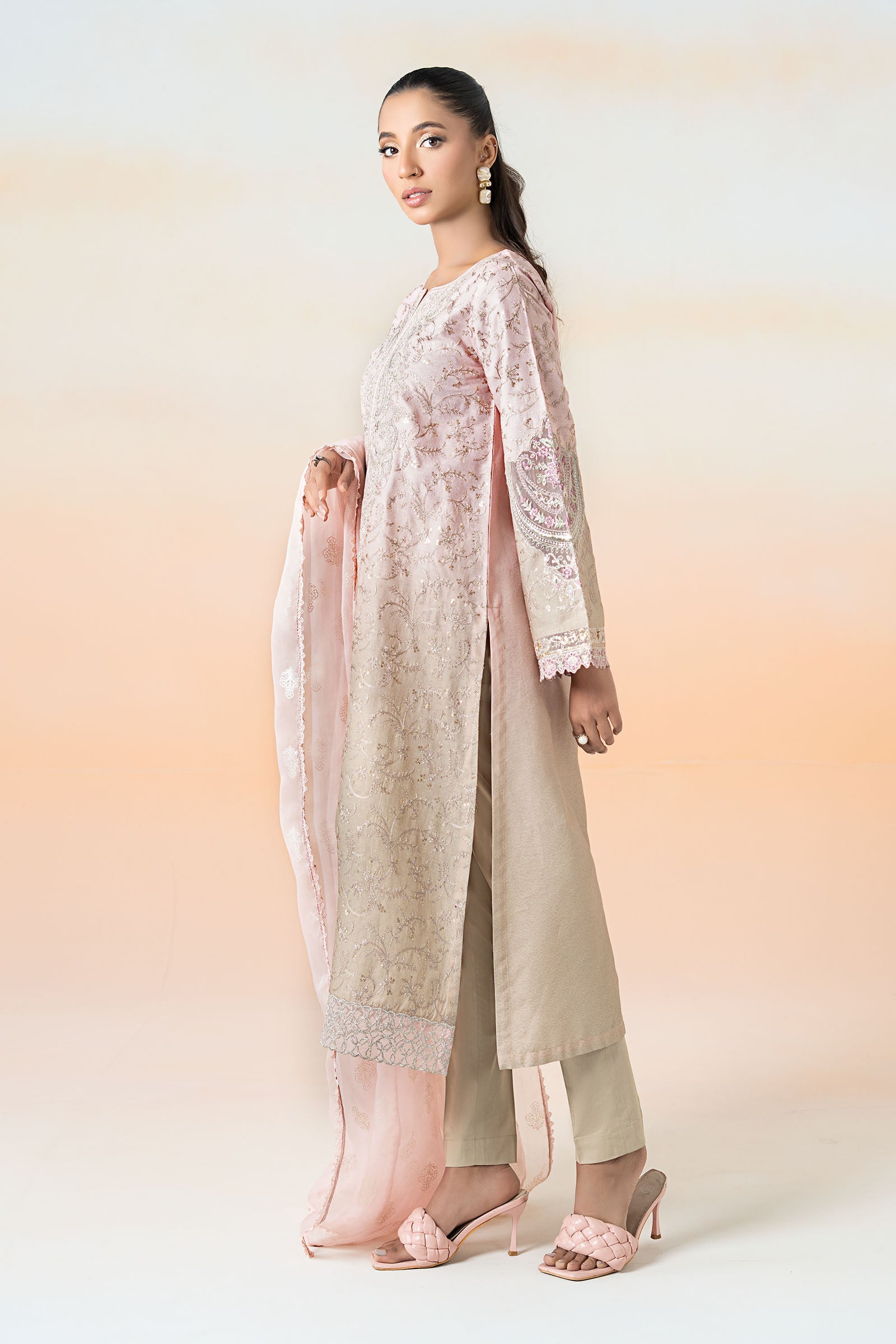 3 Piece Embroidered Self Jacquard Lawn Suit