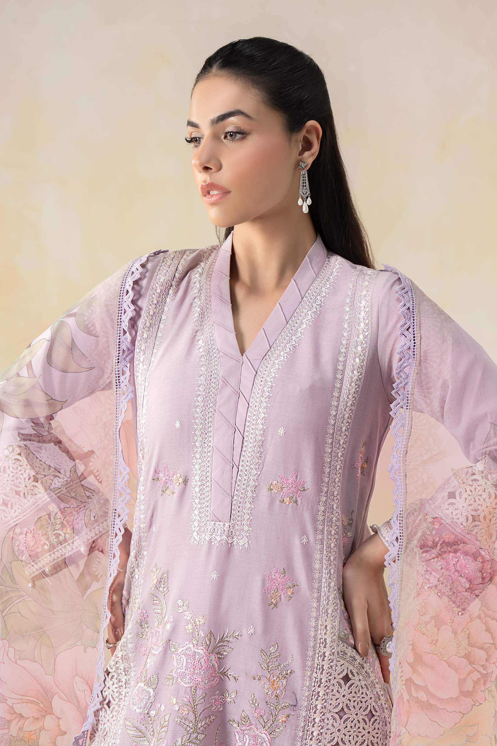 3 Piece Embroidered Dobby Lawn Suit