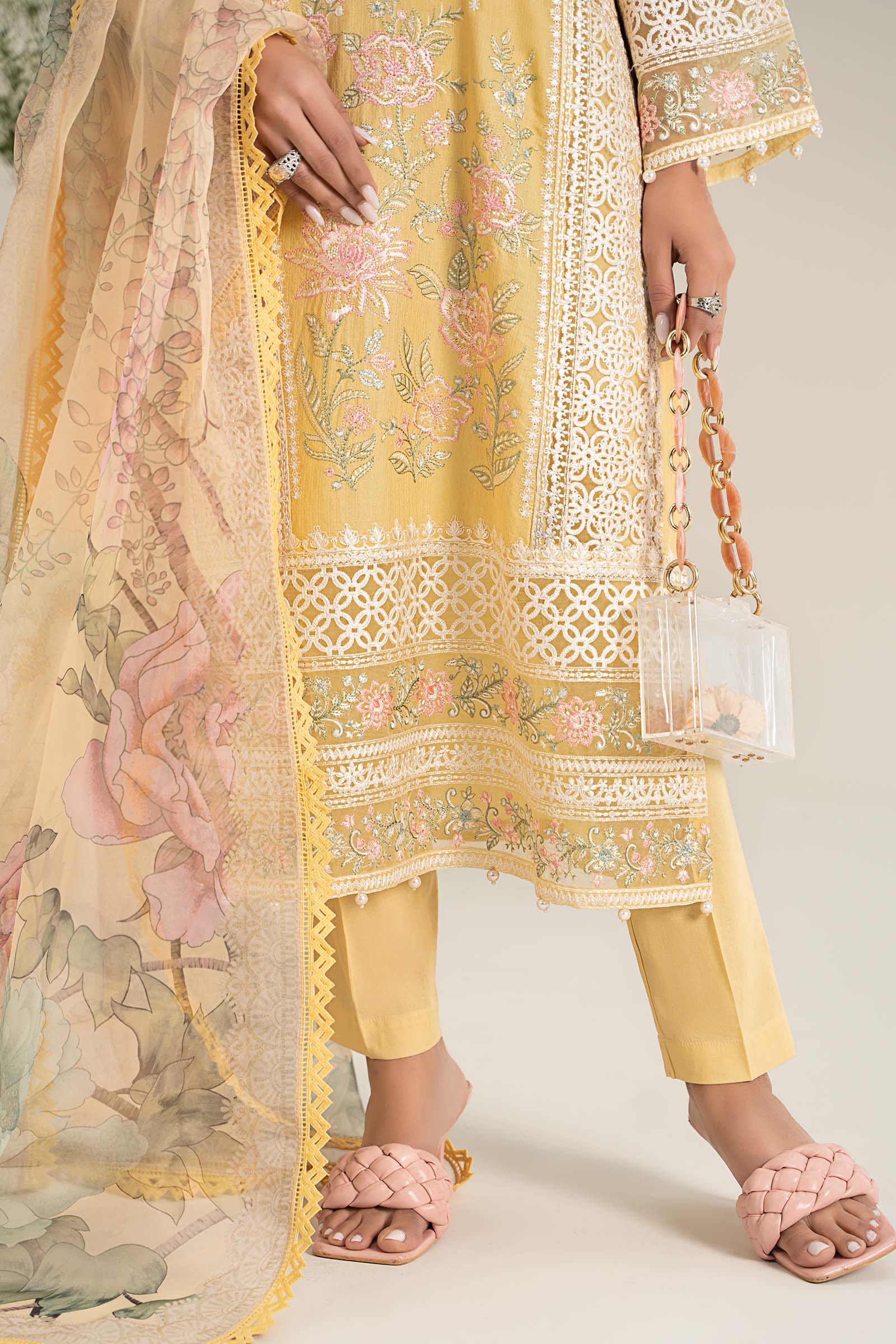 3 Piece Embroidered Dobby Lawn Suit