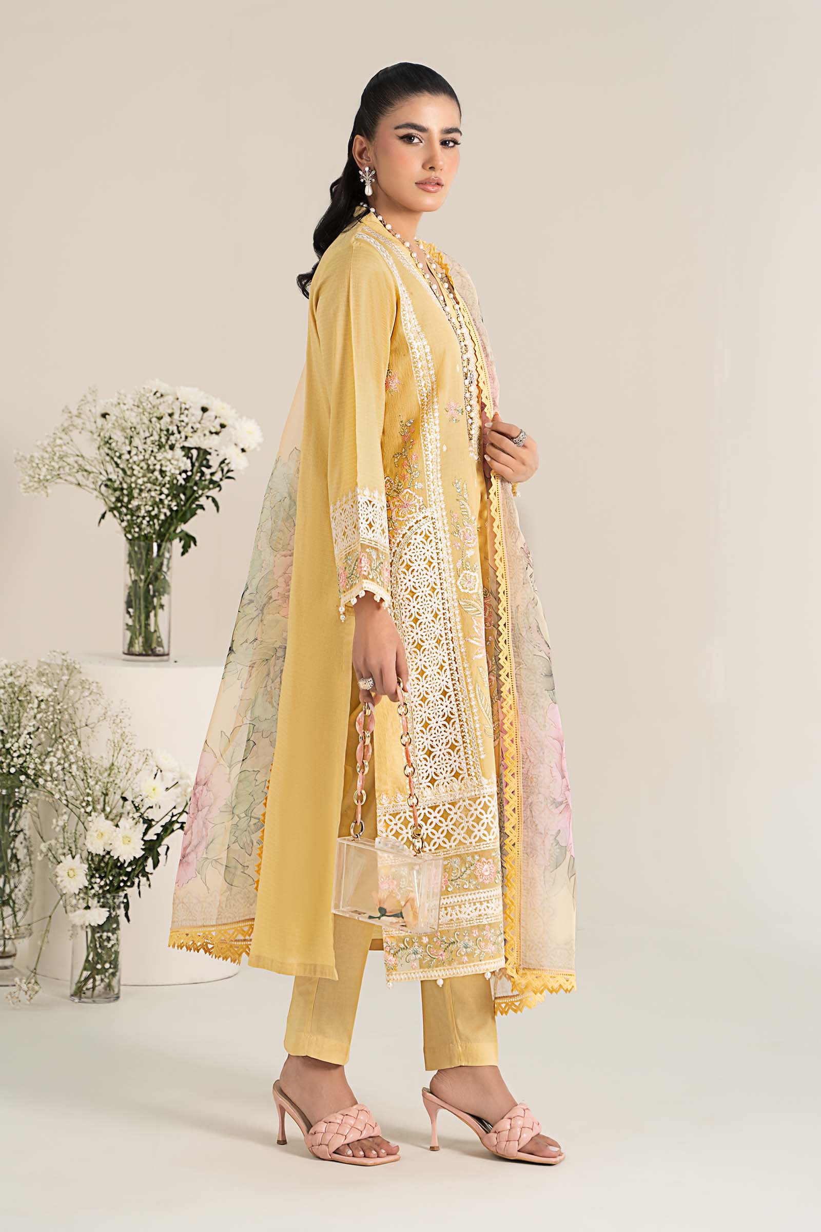 3 Piece Embroidered Dobby Lawn Suit