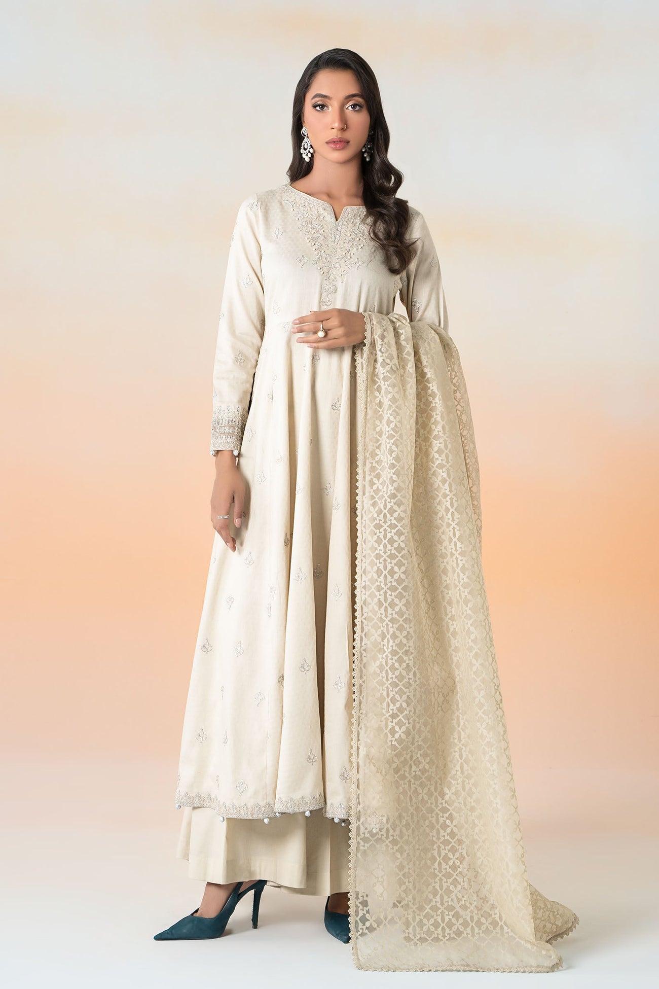 3 Piece Embroidered Dobby Lawn Suit