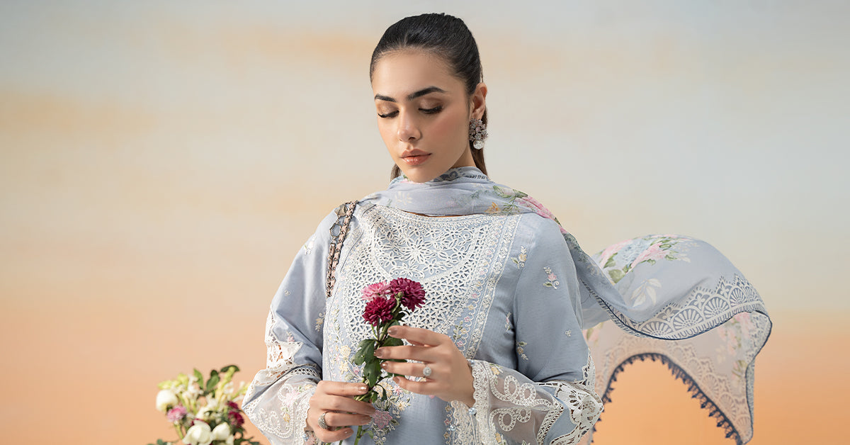 3 Piece Embroidered Dobby Lawn Suit