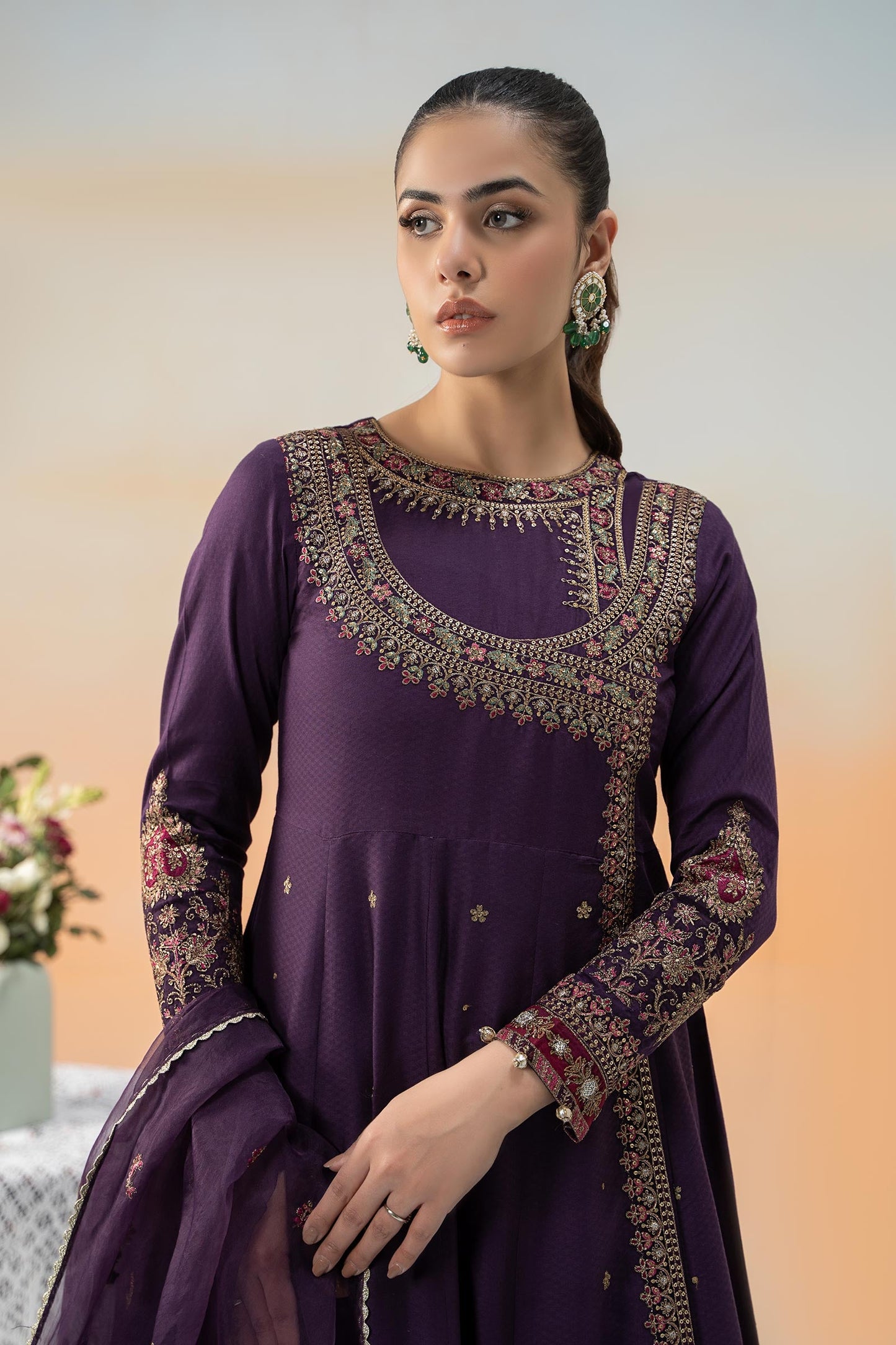 3 Piece Embroidered Dobby Lawn Suit