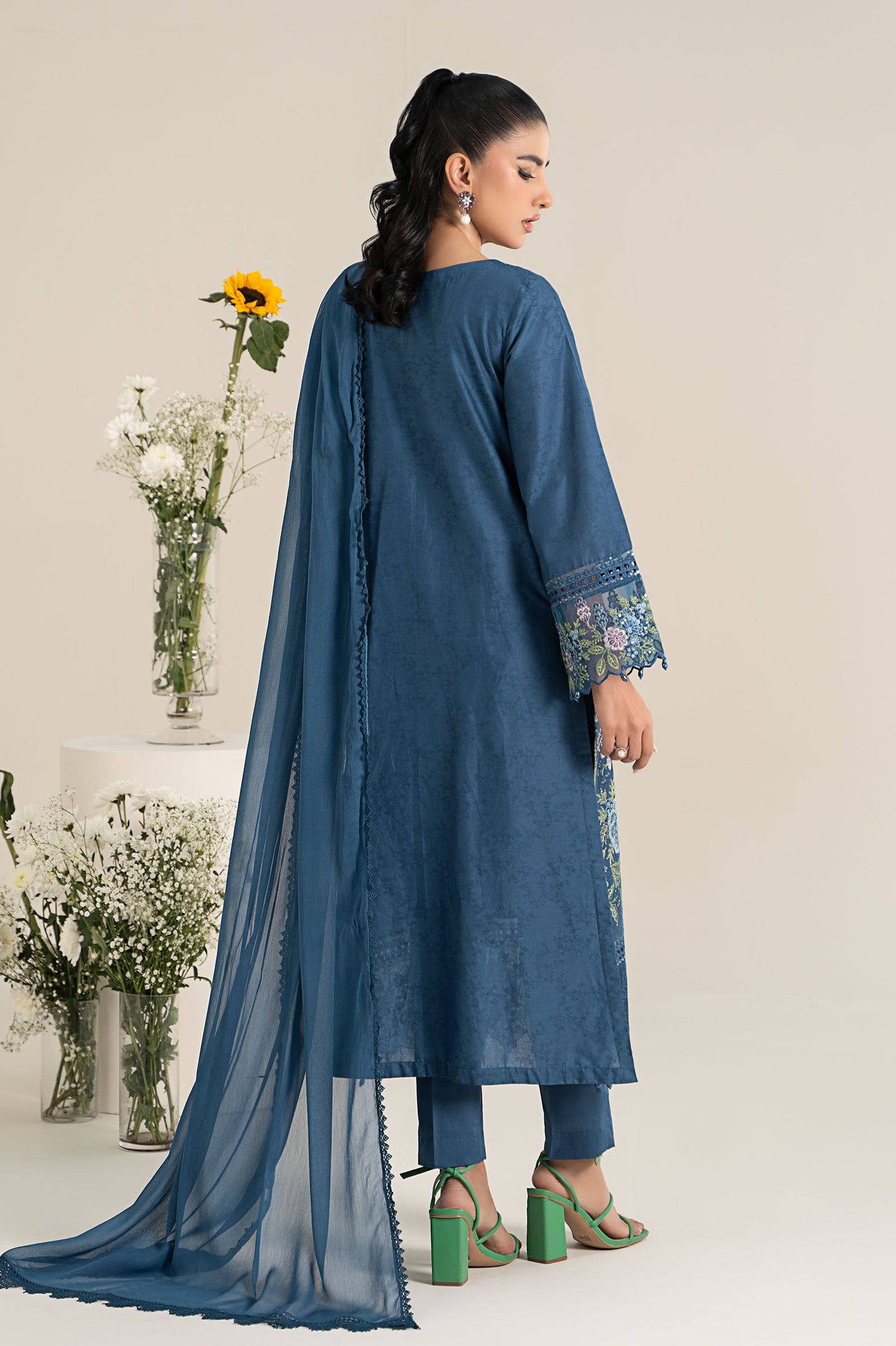 3 Piece Embroidered Self Jacquard Lawn Suit