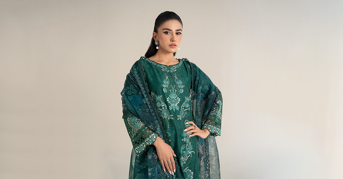 3 Piece Embroidered Self Jacquard Lawn Suit