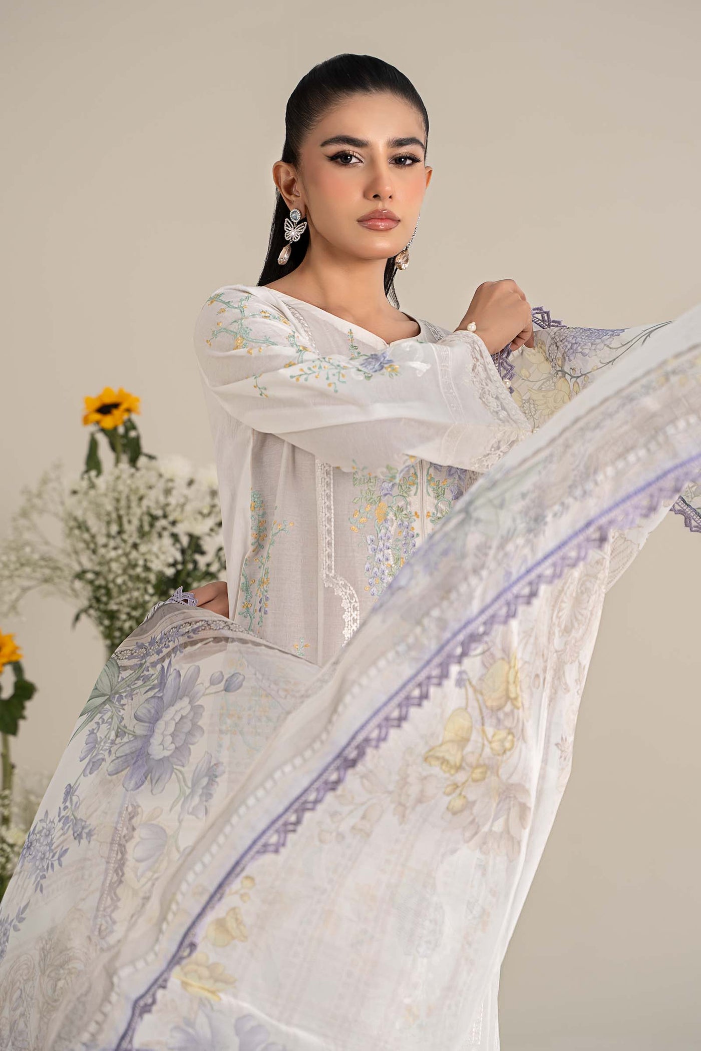 3 Piece Embroidered Self Jacquard Lawn Suit