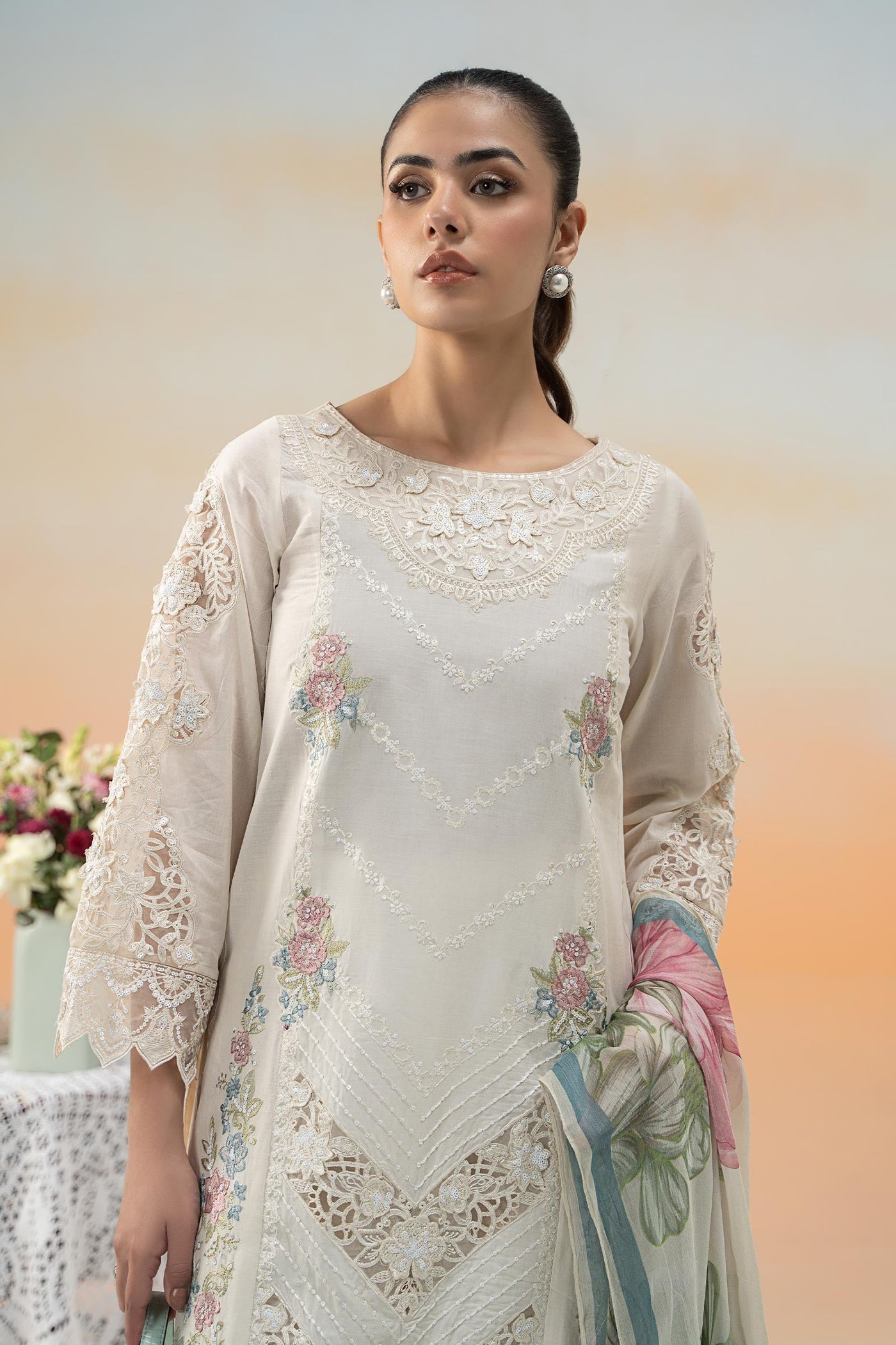 3 Piece Embroidered Dobby Lawn Suit