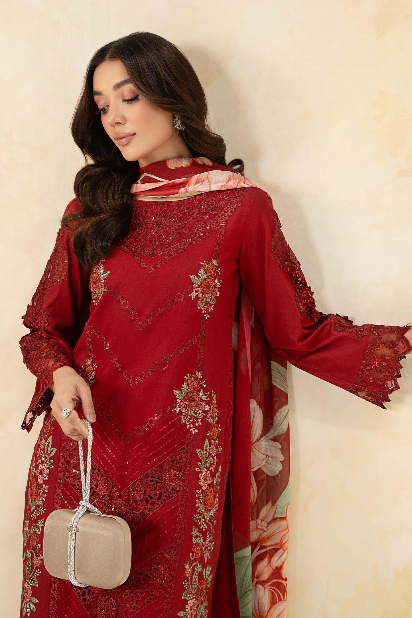 3 Piece Embroidered Dobby Lawn Suit
