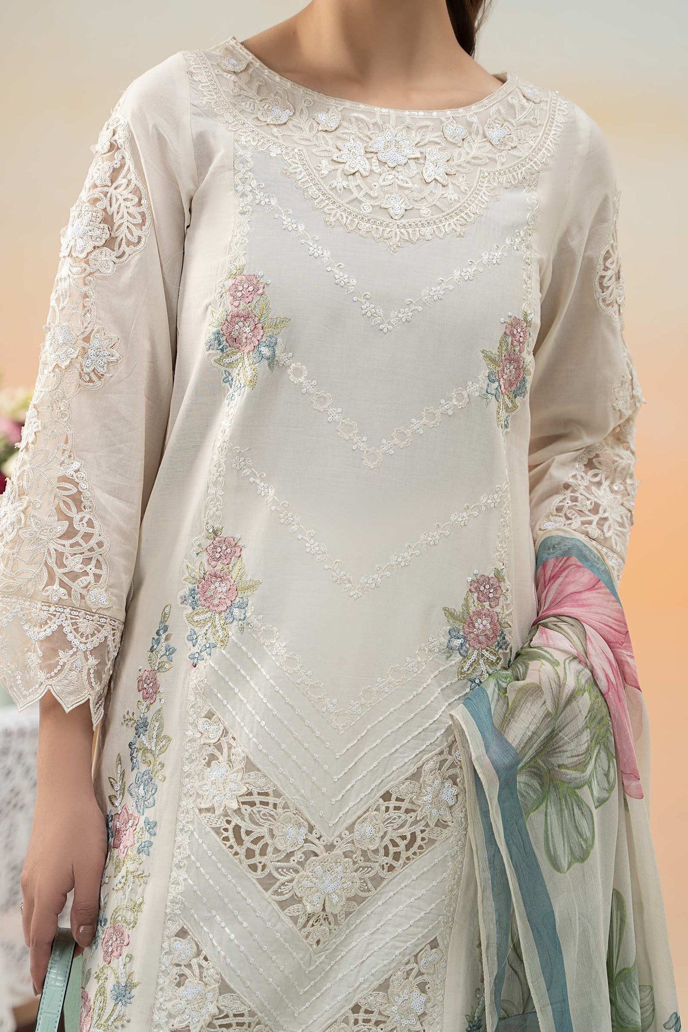 3 Piece Embroidered Dobby Lawn Suit