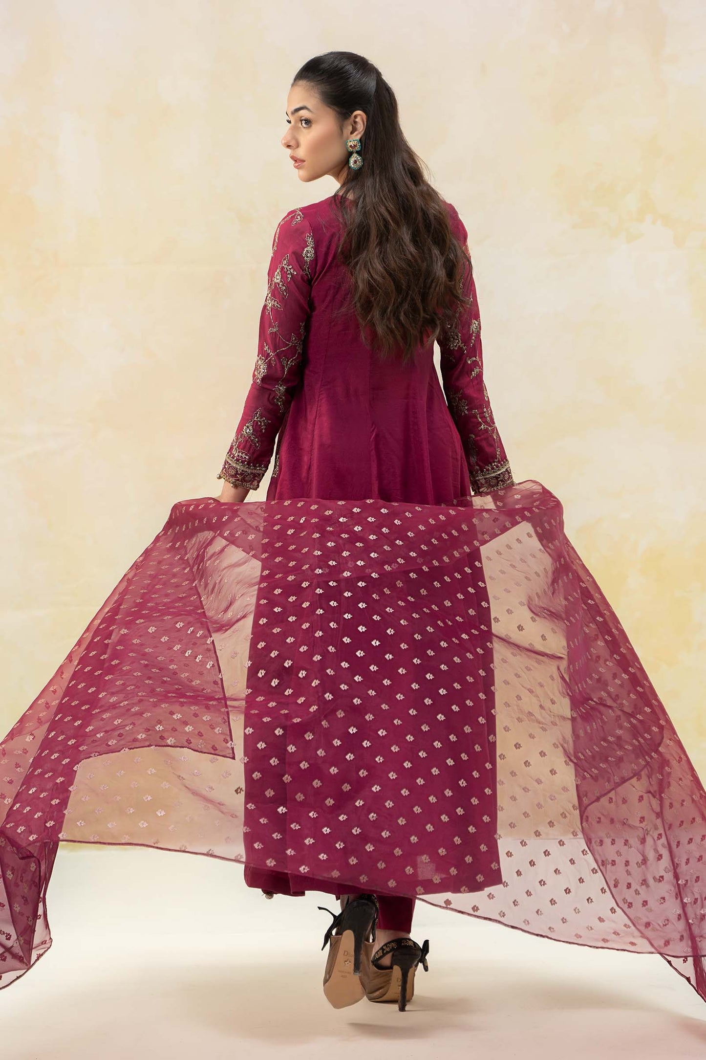 3 Piece Embroidered Paper Cotton Suit