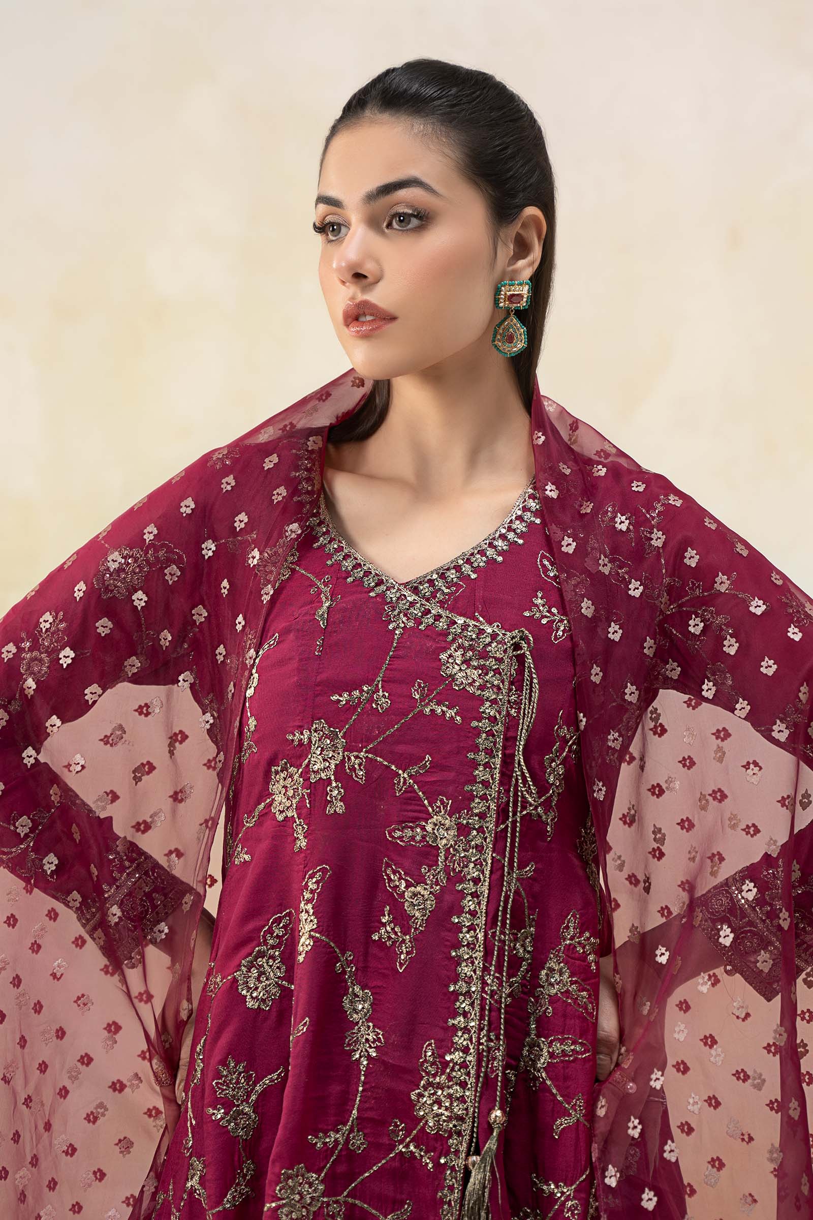 3 Piece Embroidered Paper Cotton Suit
