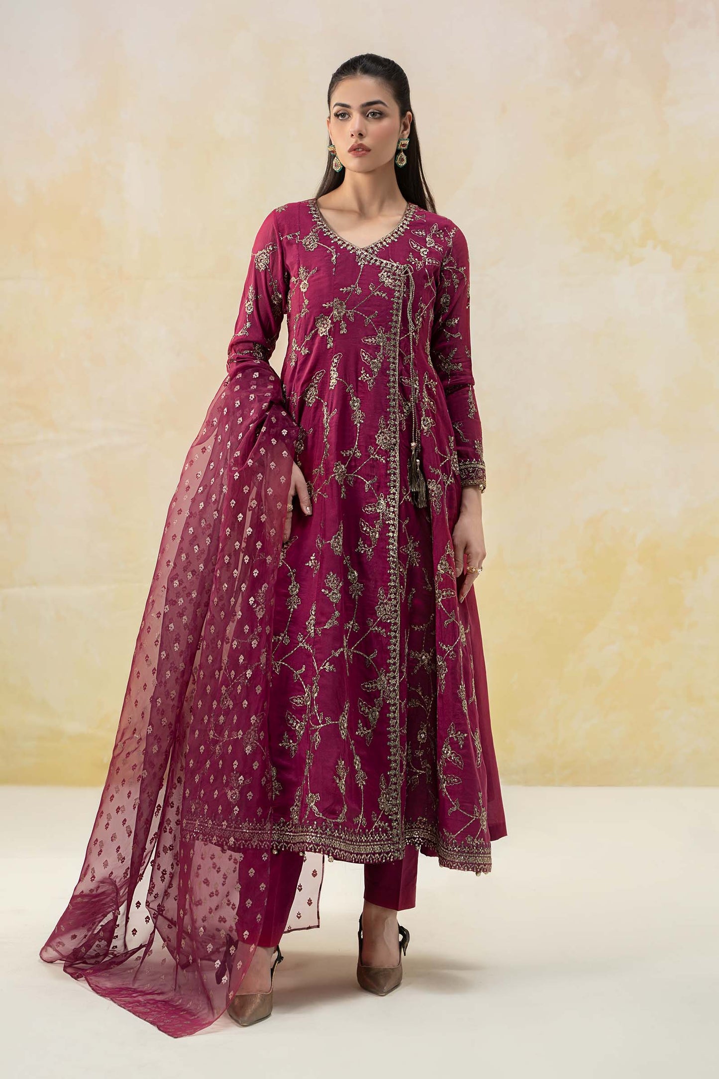 3 Piece Embroidered Paper Cotton Suit