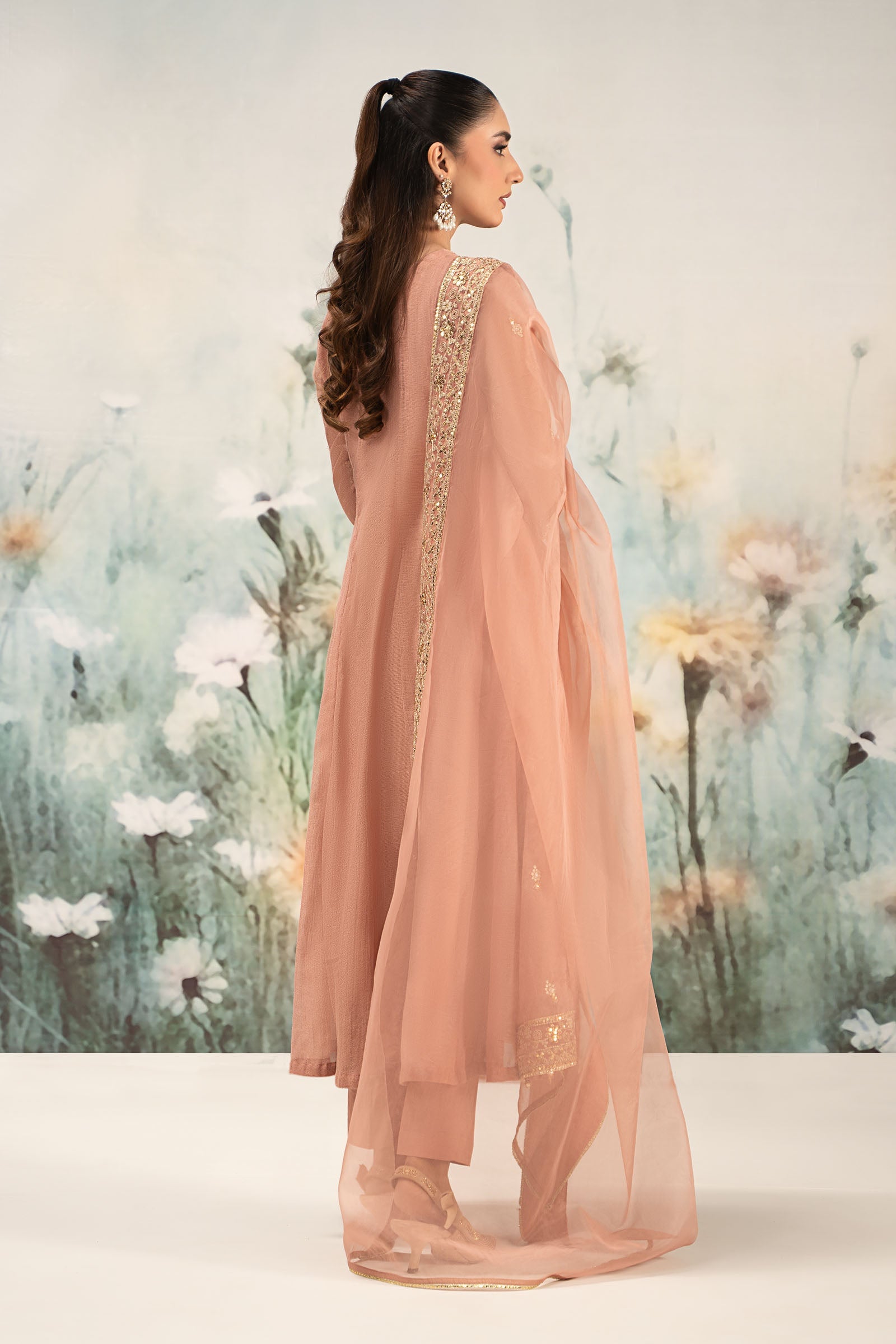 3 Piece Embroidered Cotton Net Suit