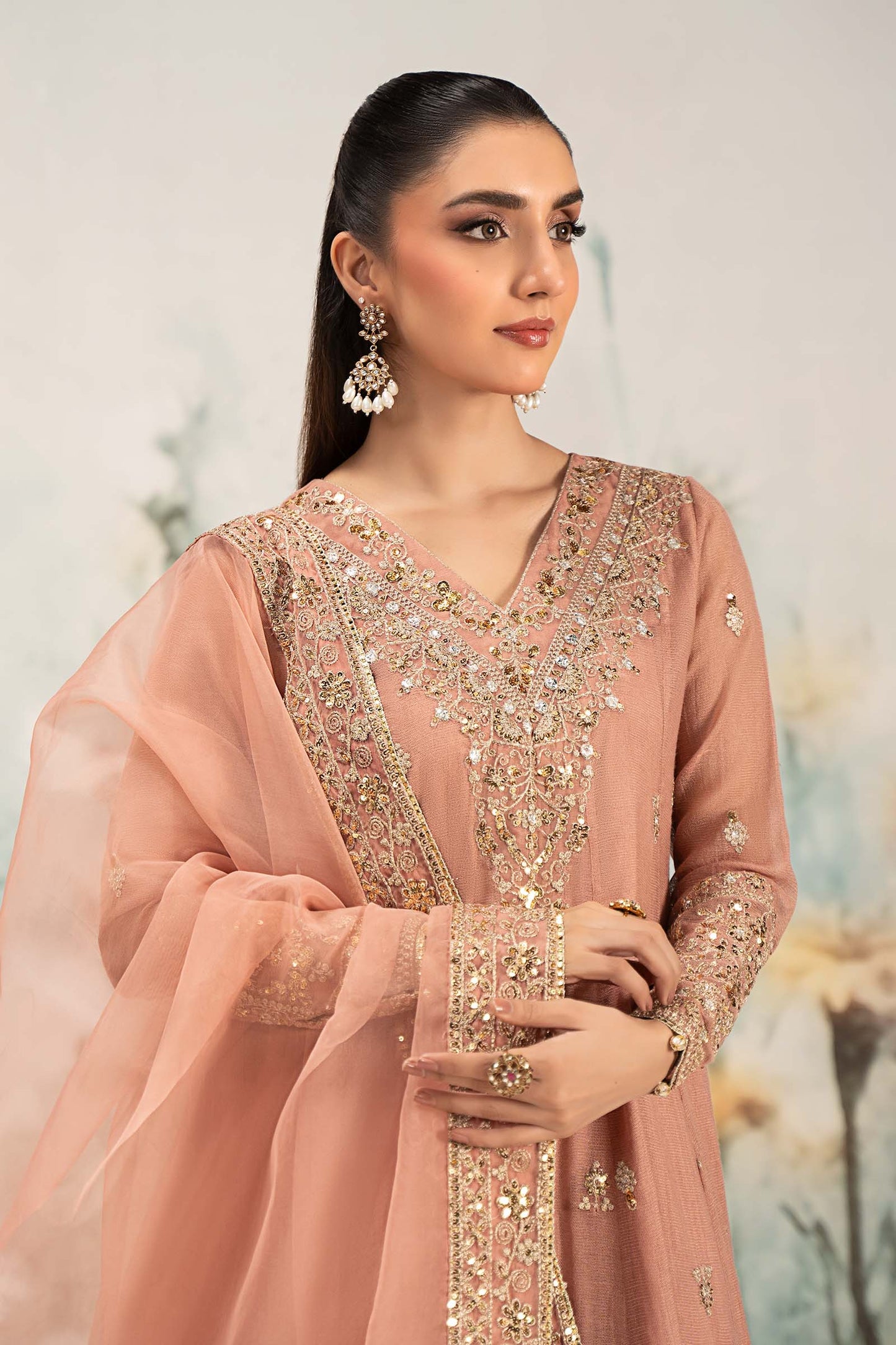 3 Piece Embroidered Cotton Net Suit