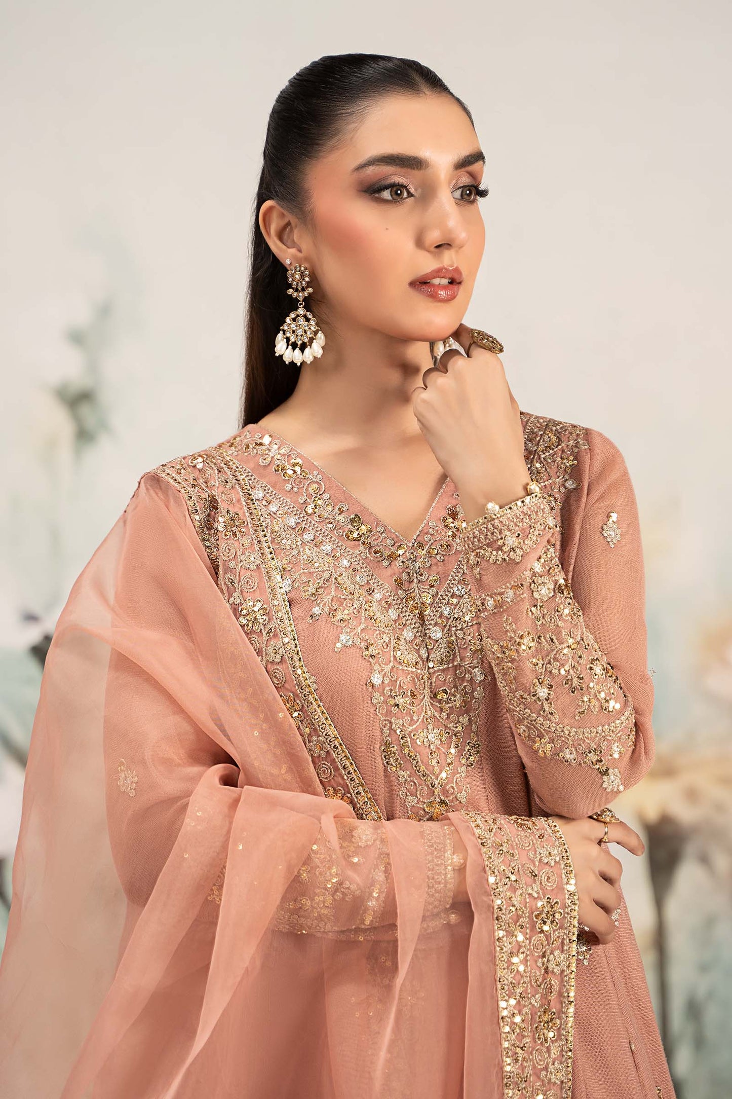 3 Piece Embroidered Cotton Net Suit