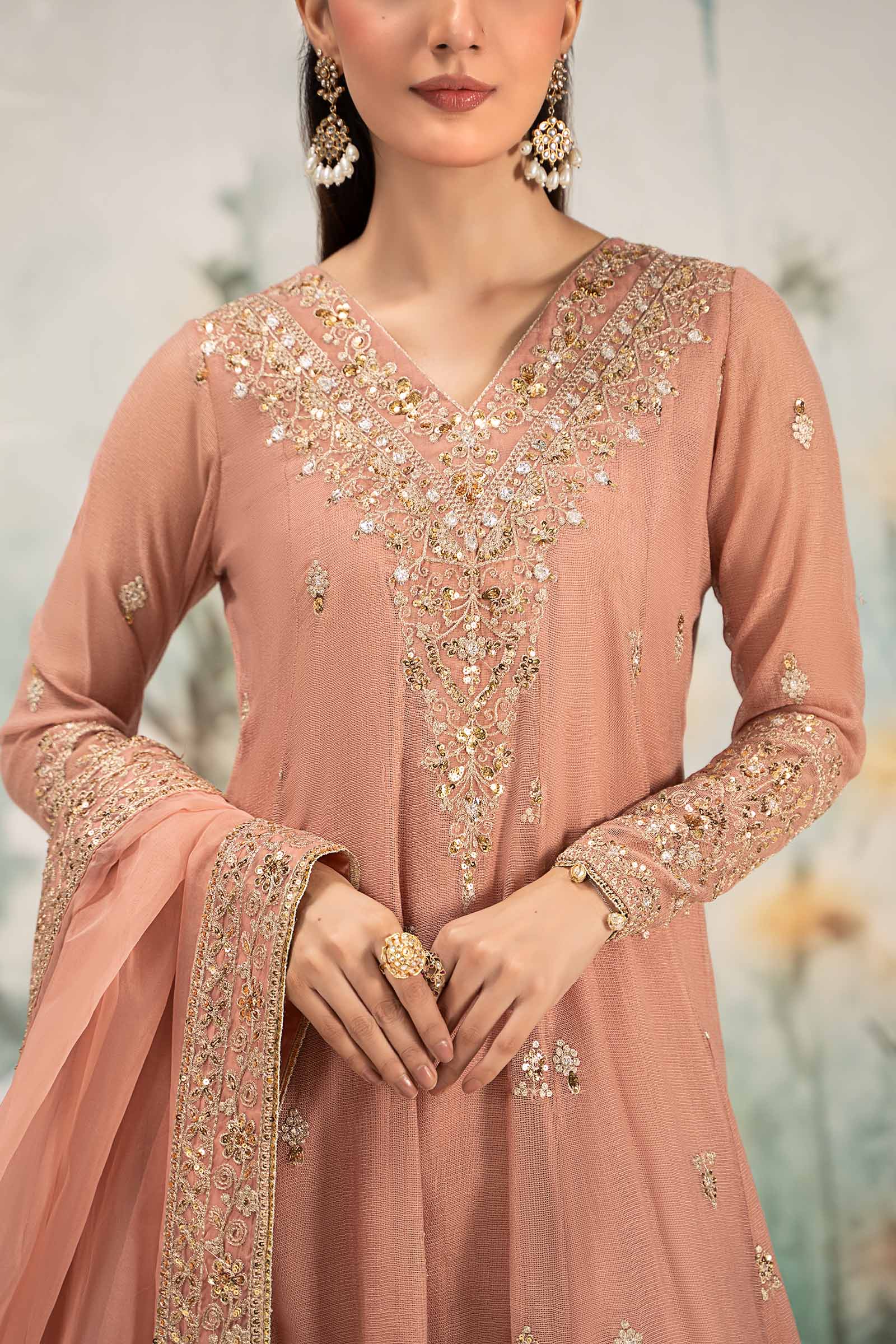 3 Piece Embroidered Cotton Net Suit