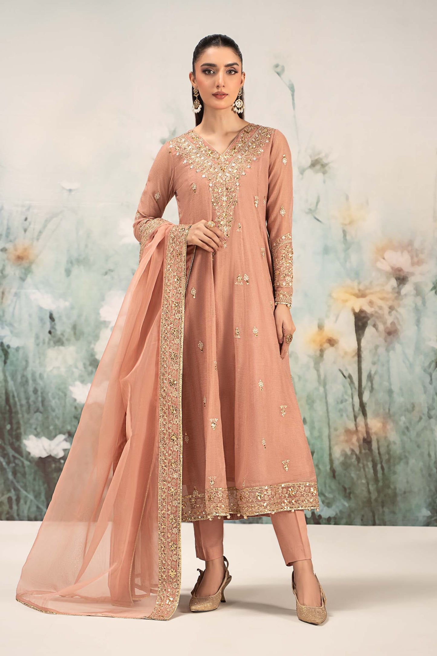 3 Piece Embroidered Cotton Net Suit