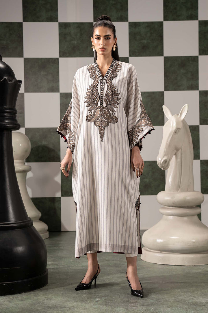 2 Piece Embroidered Striped Cotton Suit All Products DWE2601-ESM-OFW