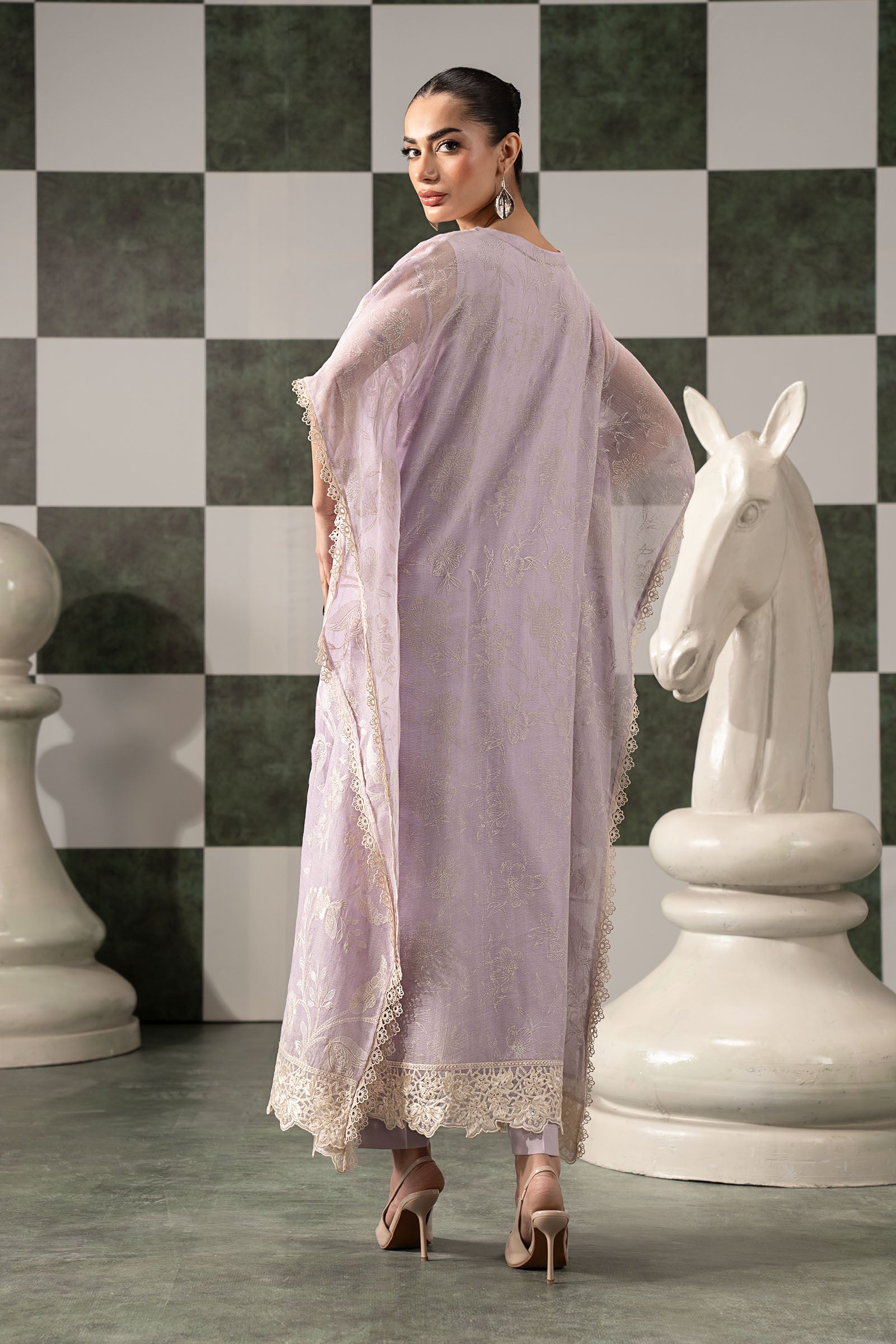 3 Piece Embroidered Cotton Net Suit