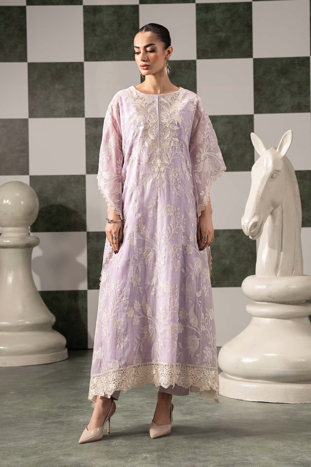 3 Piece Embroidered Cotton Net Suit