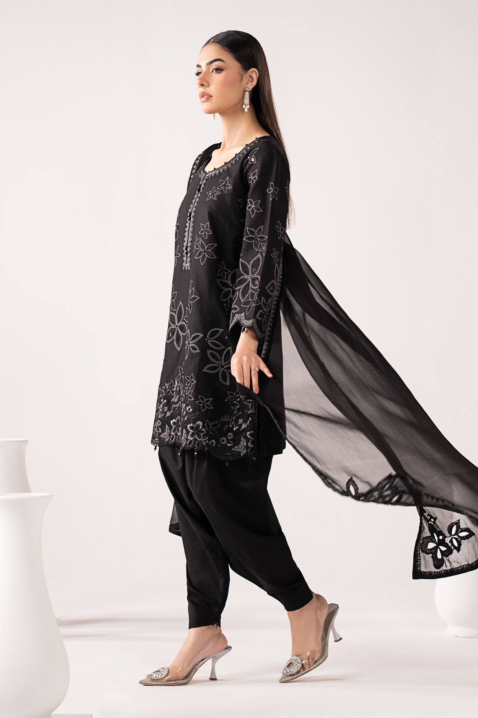 3 Piece Embroidered Dobby Lawn Suit