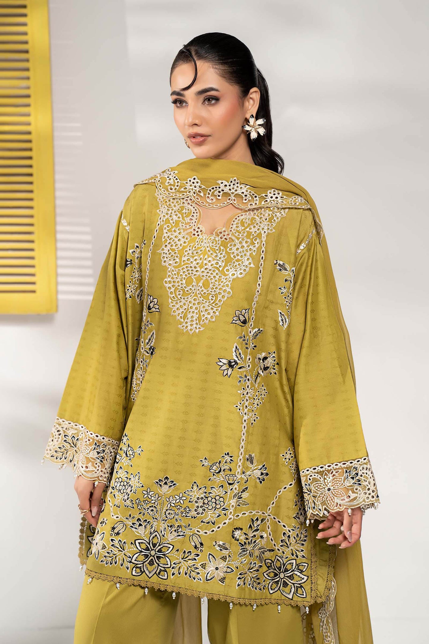 3 Piece Embroidered Dobby Lawn Suit