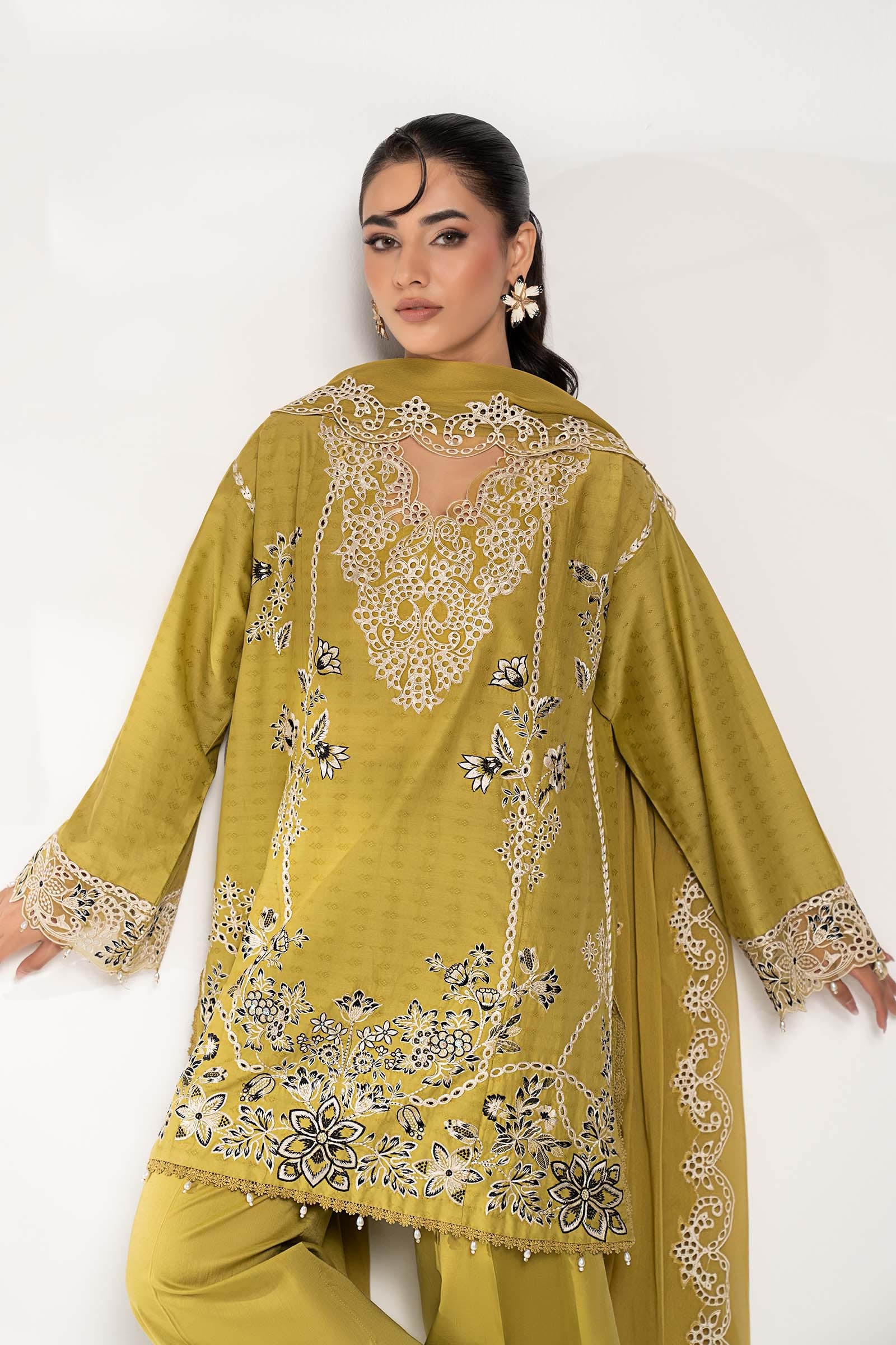 3 Piece Embroidered Dobby Lawn Suit