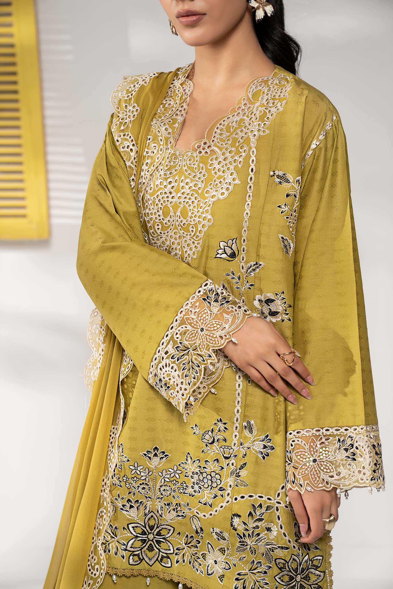 3 Piece Embroidered Dobby Lawn Suit