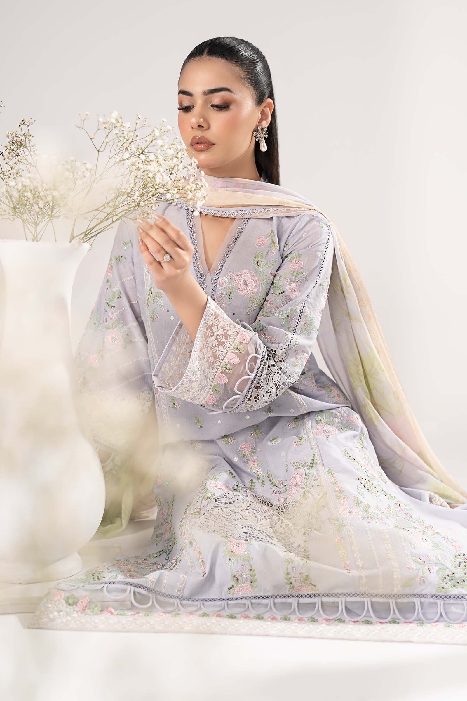 3 Piece Embroidered Dobby Lawn Suit