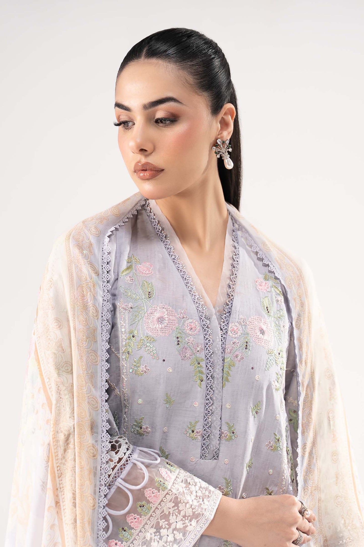 3 Piece Embroidered Dobby Lawn Suit