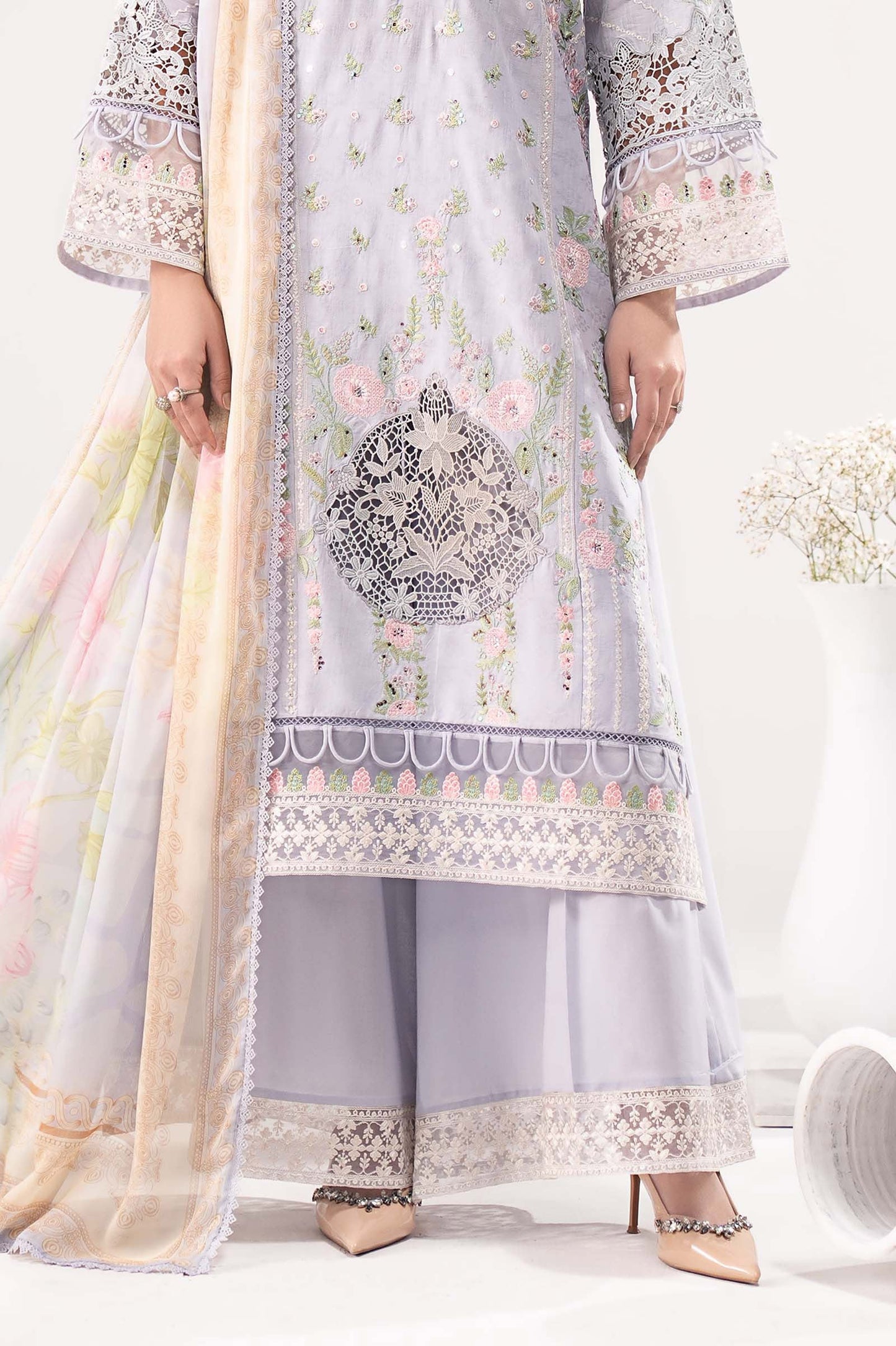 3 Piece Embroidered Dobby Lawn Suit