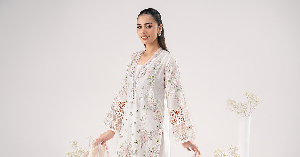 3 Piece Embroidered Dobby Lawn Suit
