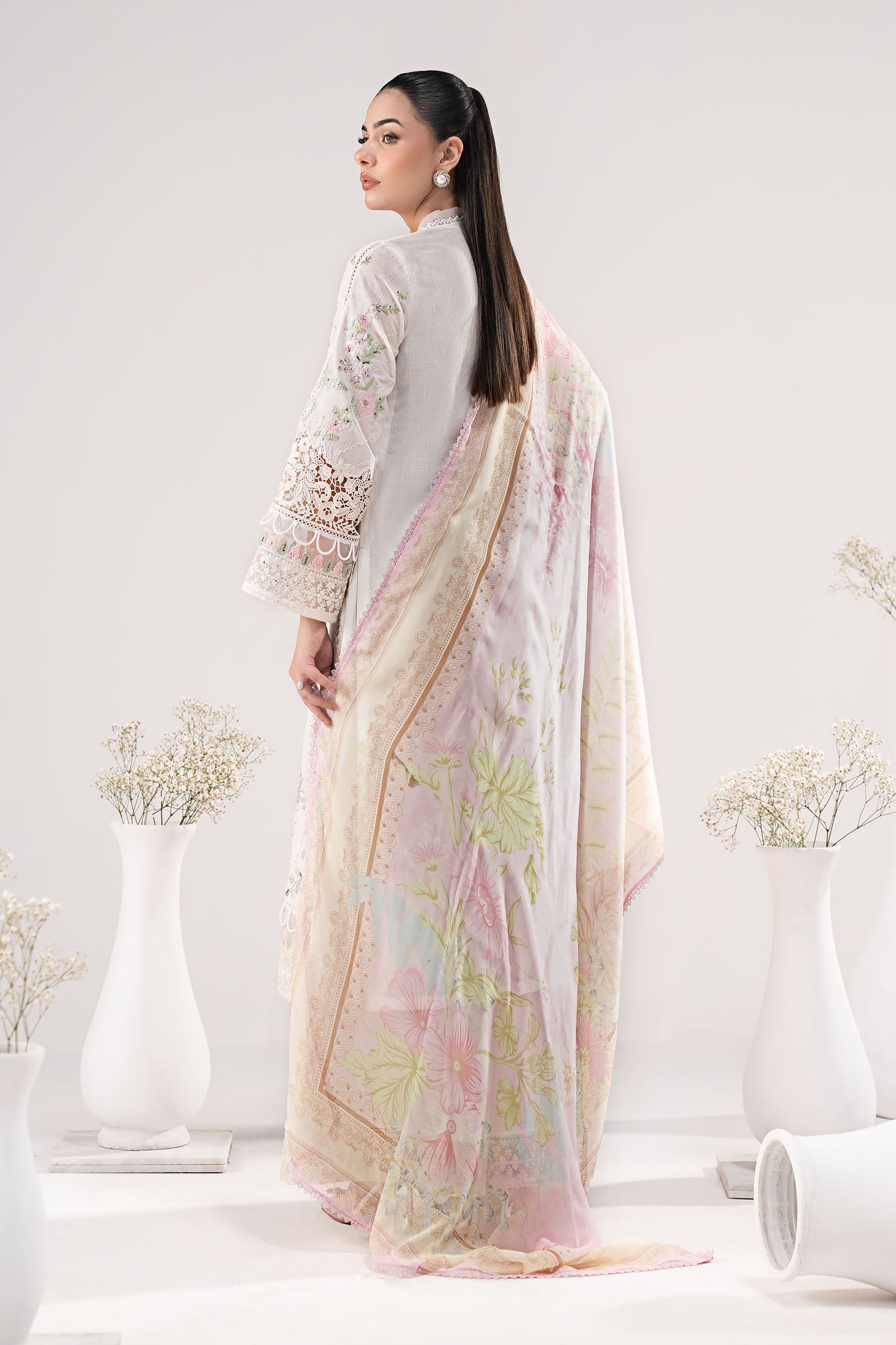 3 Piece Embroidered Dobby Lawn Suit