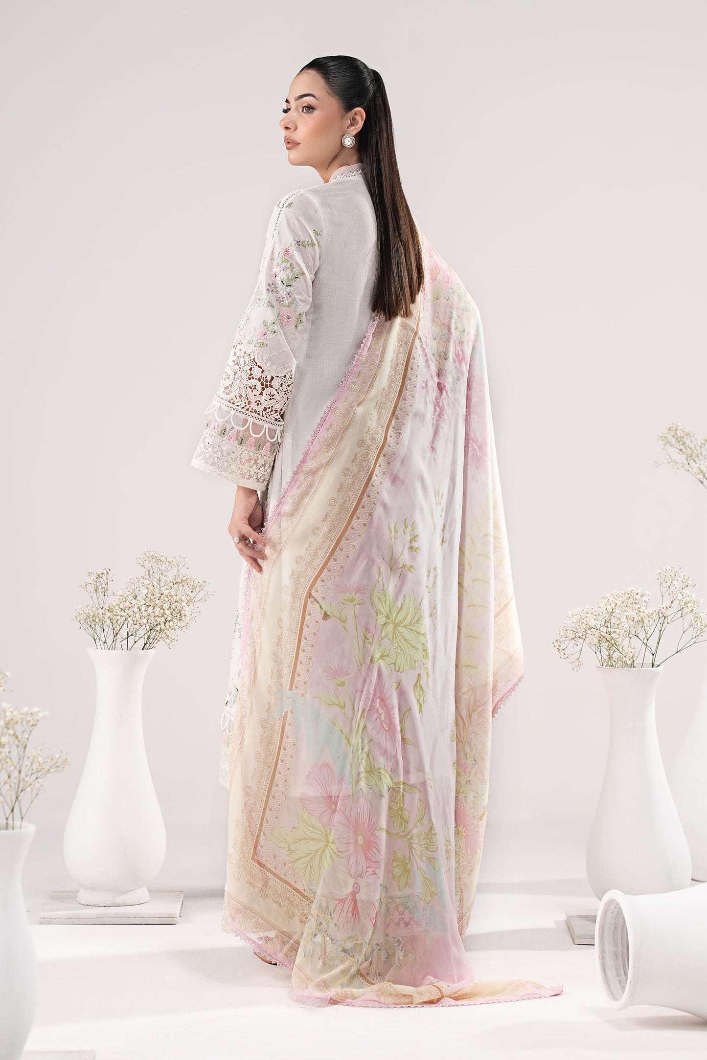 3 Piece Embroidered Dobby Lawn Suit