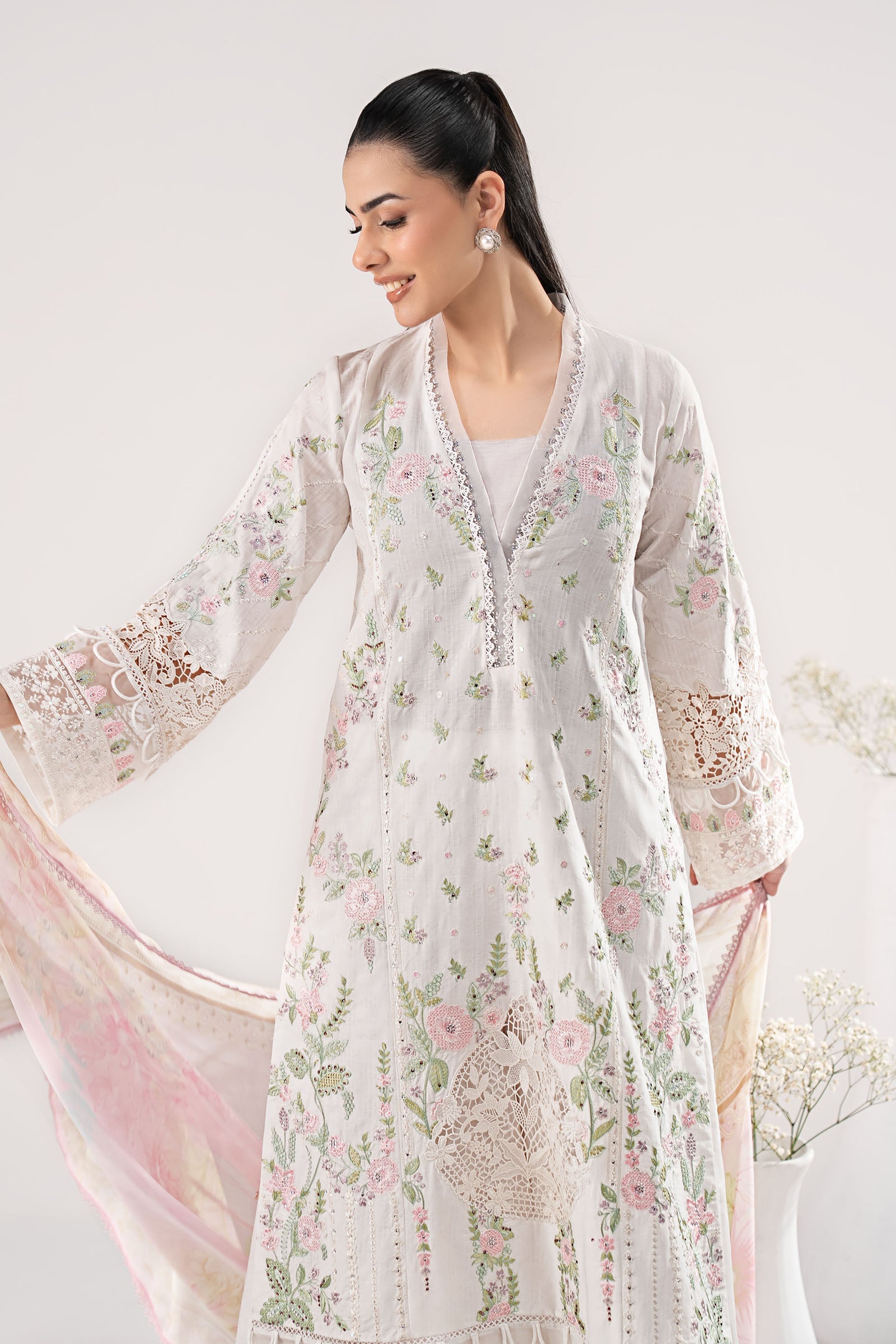 3 Piece Embroidered Dobby Lawn Suit