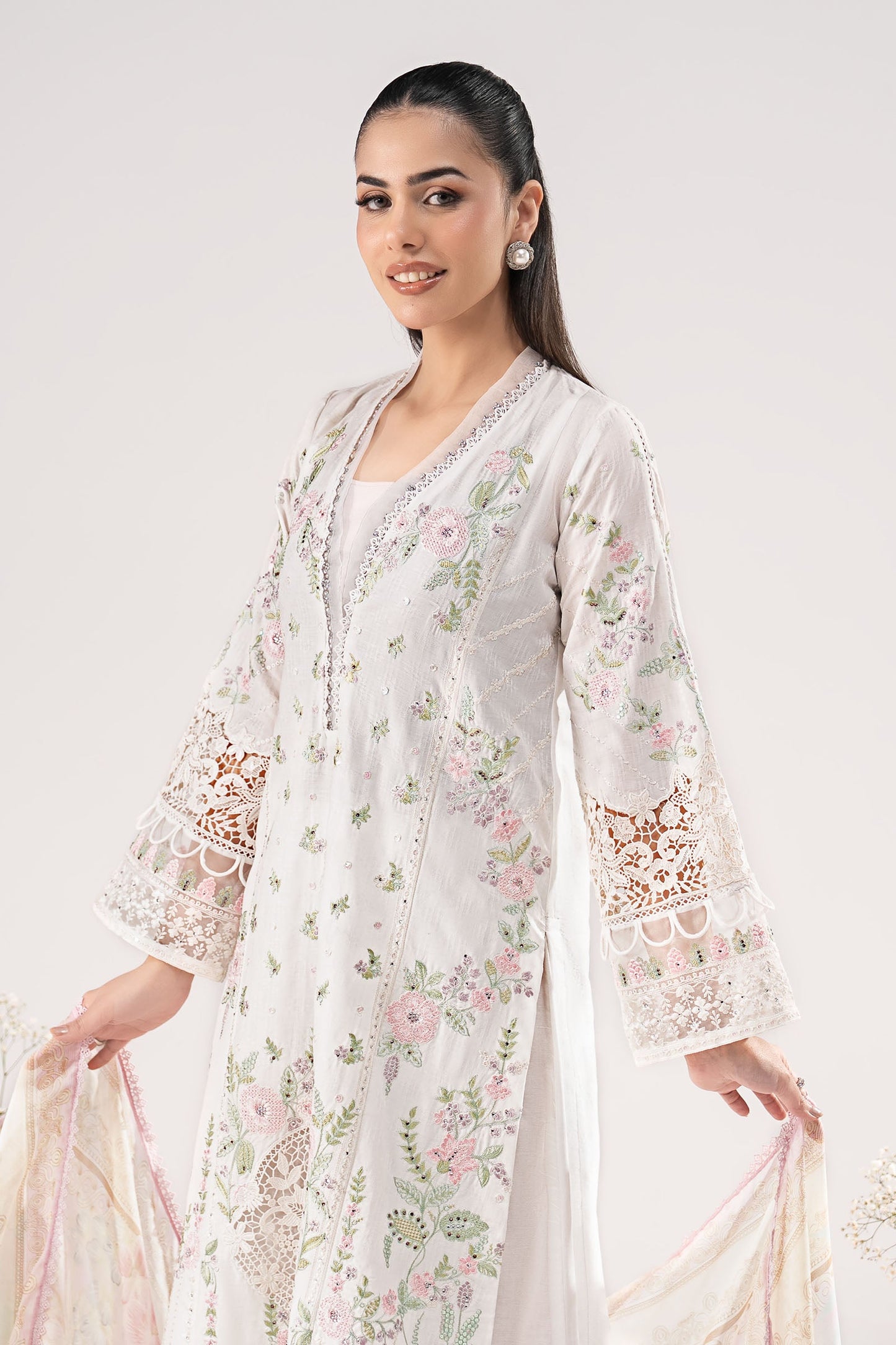 3 Piece Embroidered Dobby Lawn Suit