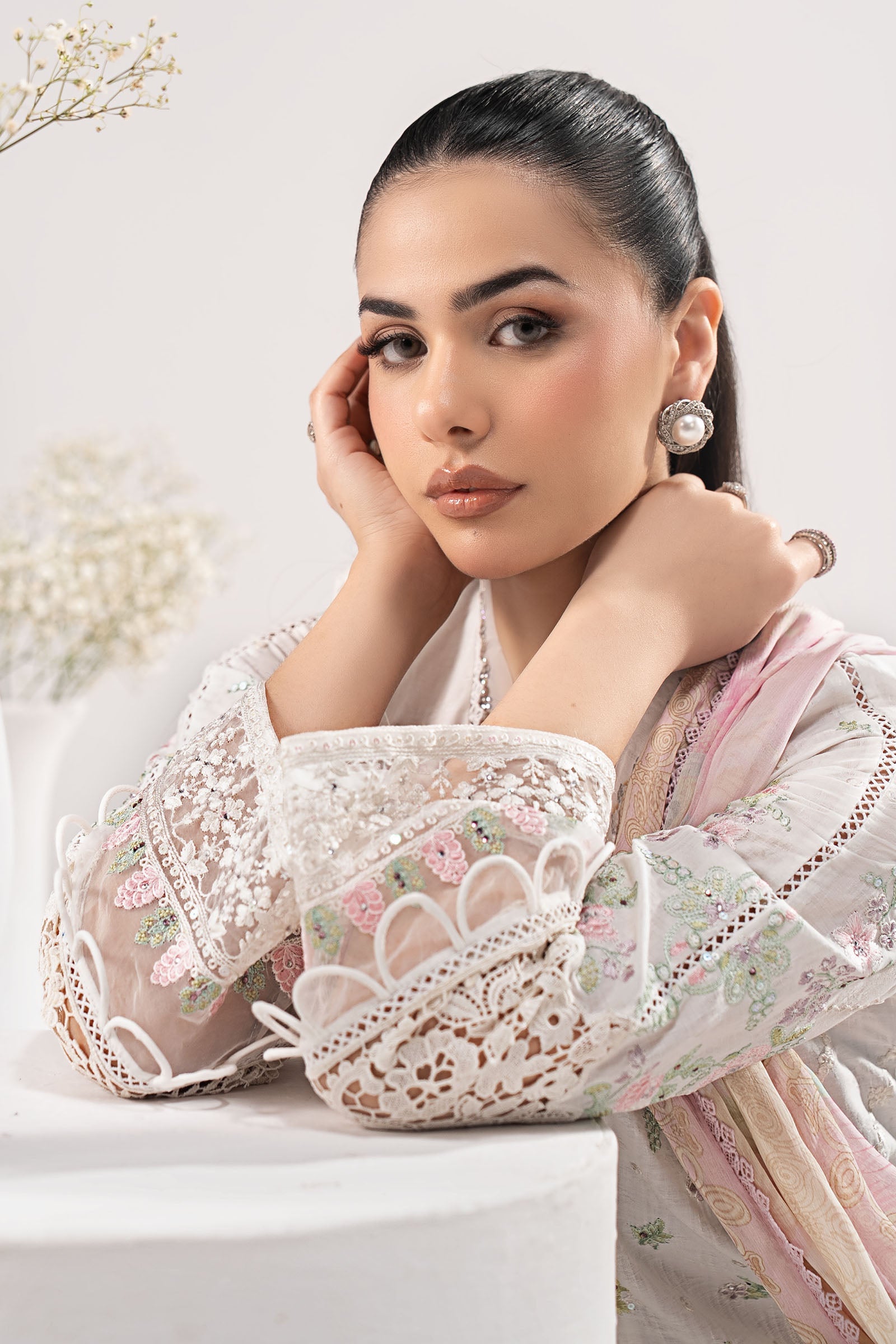 3 Piece Embroidered Dobby Lawn Suit