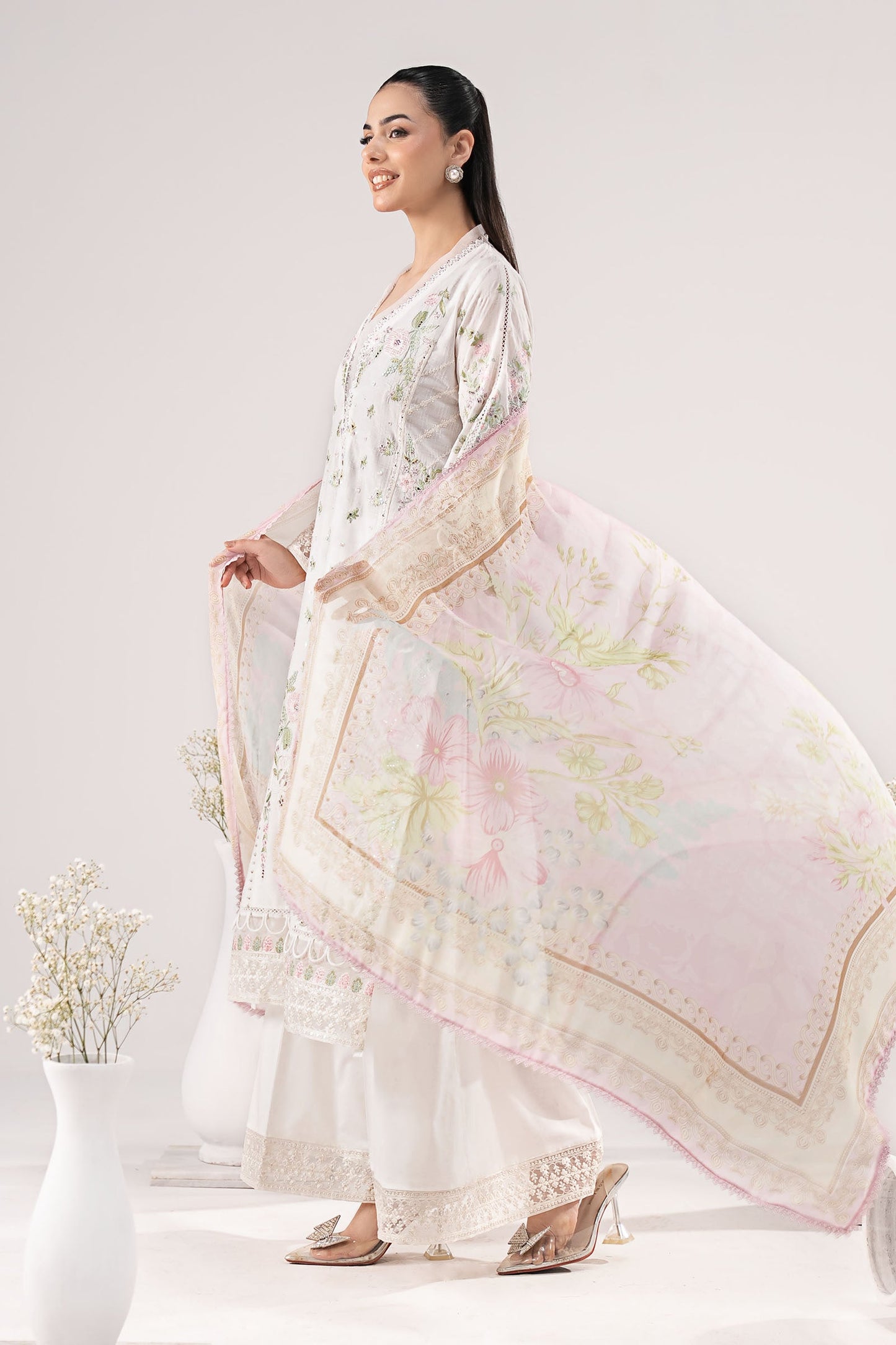 3 Piece Embroidered Dobby Lawn Suit