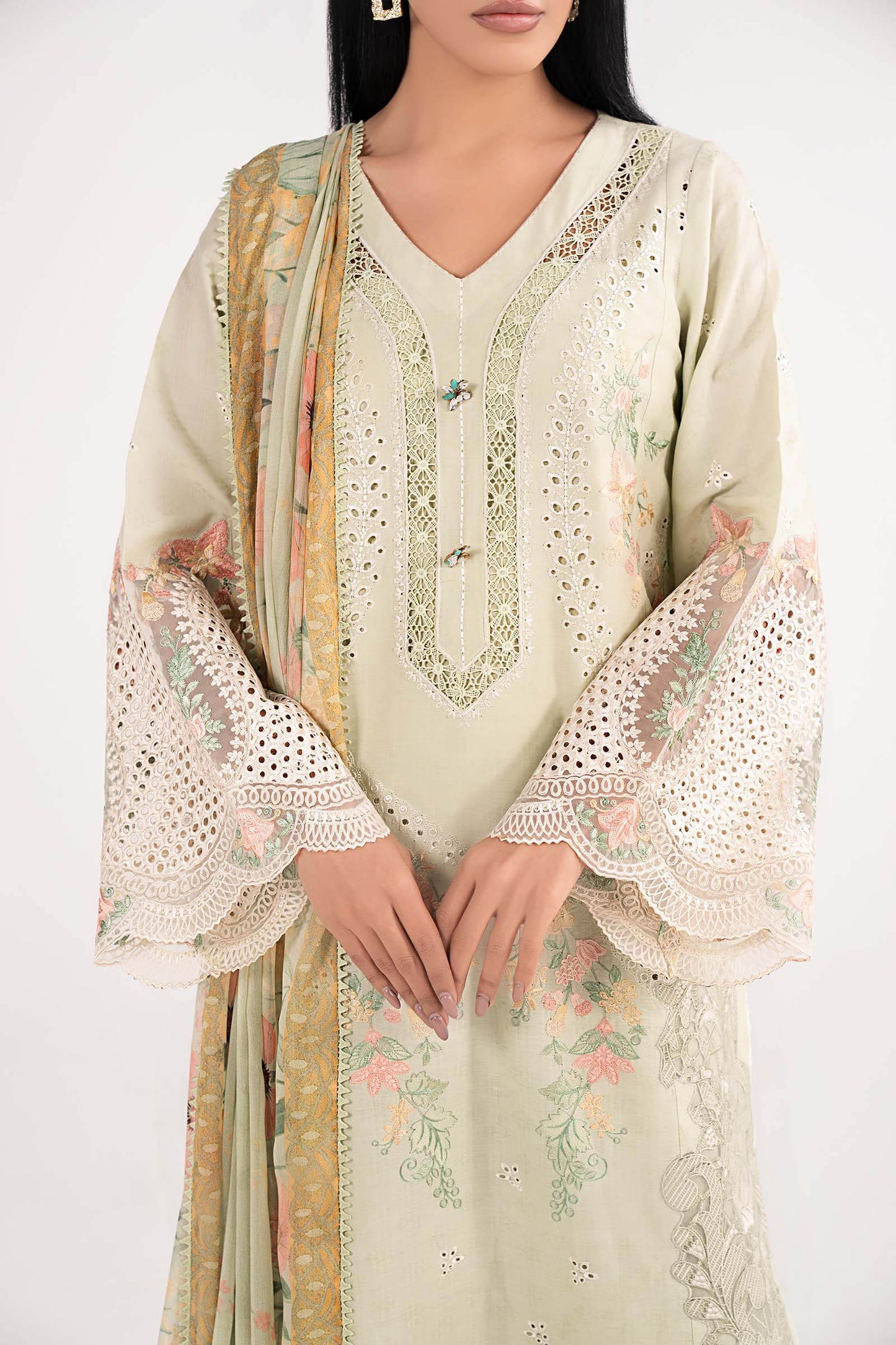 3 Piece Embroidered Dobby Lawn Suit