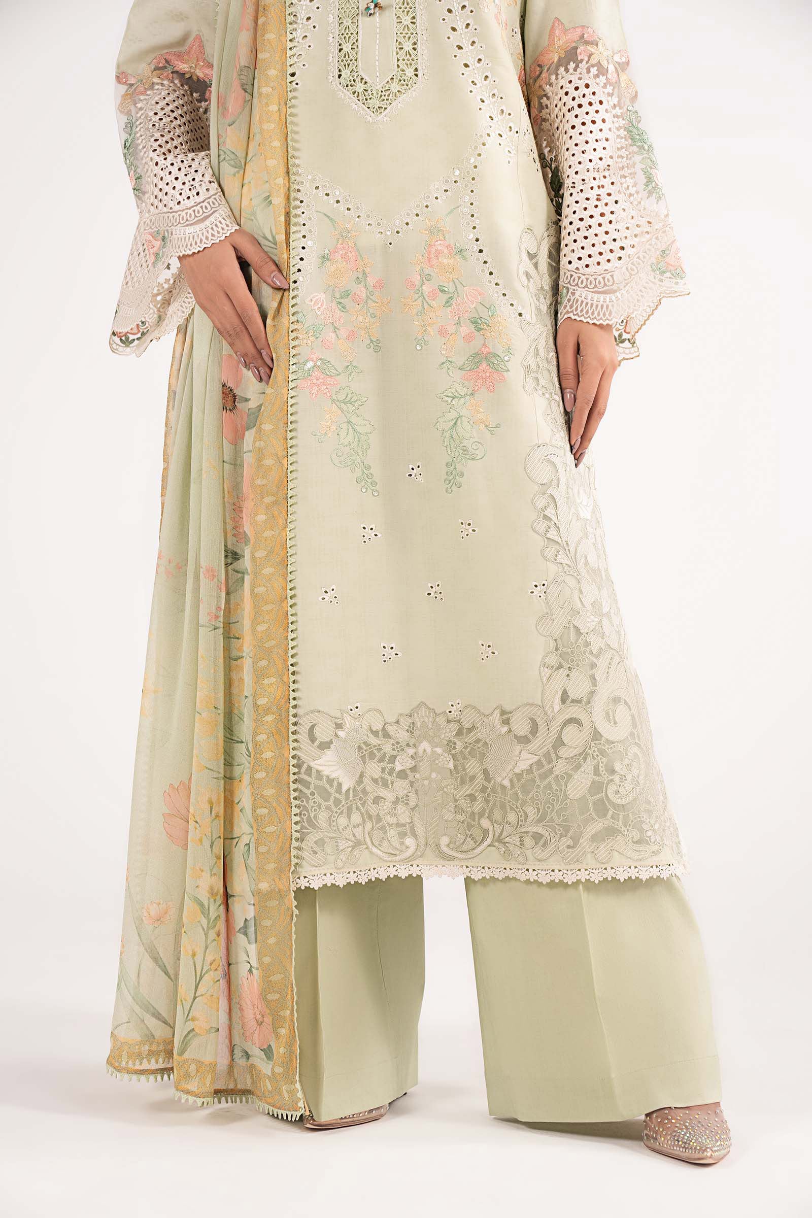 3 Piece Embroidered Dobby Lawn Suit