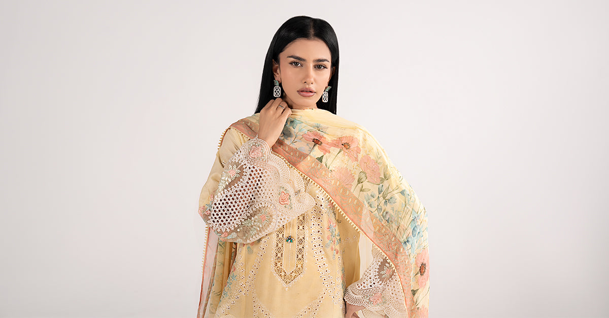 3 Piece Embroidered Dobby Lawn Suit