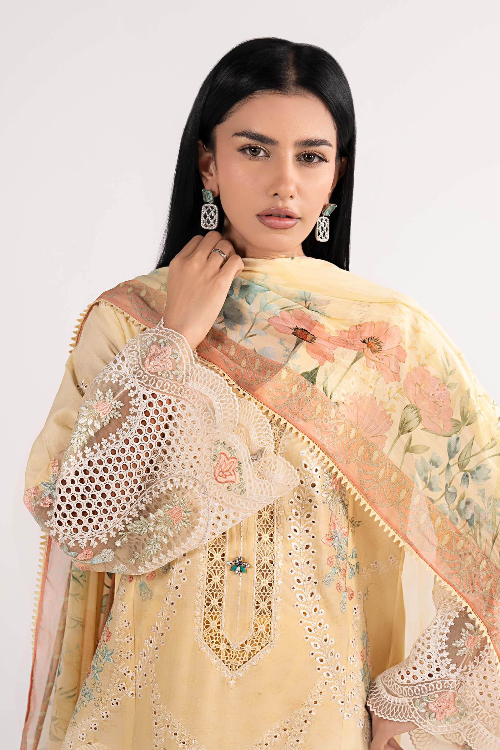 3 Piece Embroidered Dobby Lawn Suit