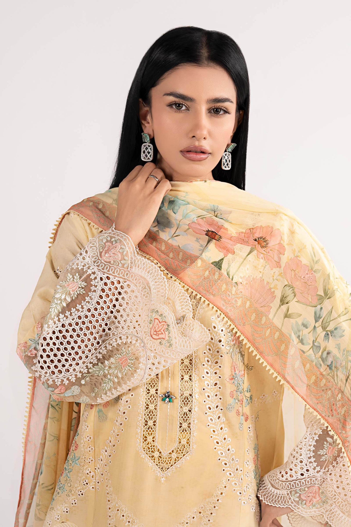 3 Piece Embroidered Dobby Lawn Suit