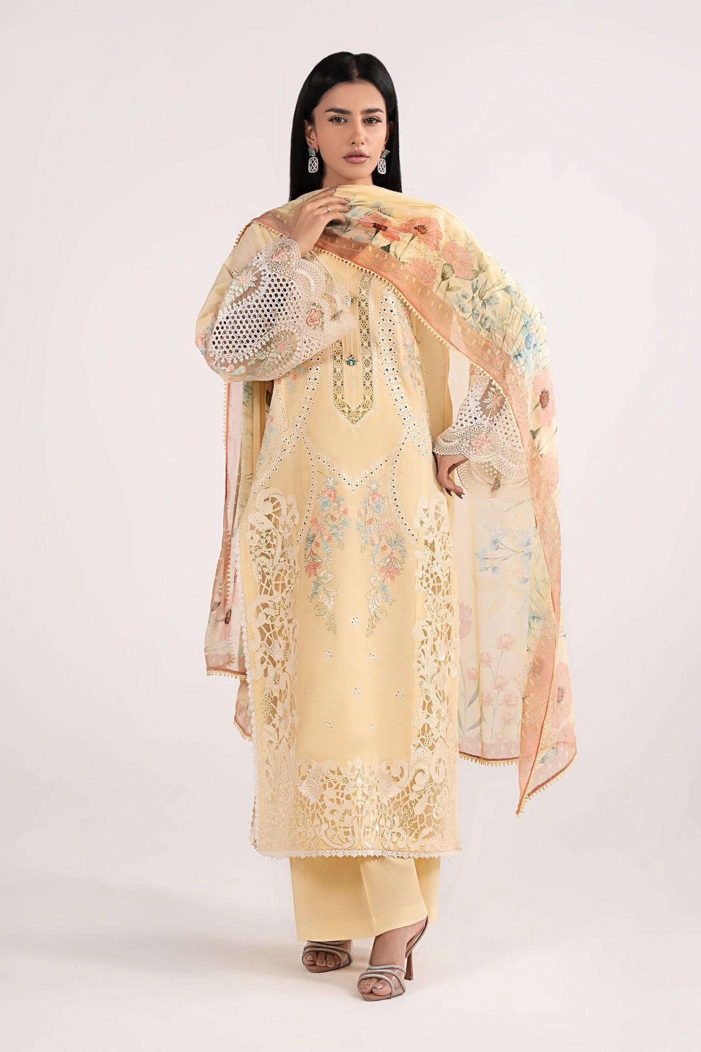 3 Piece Embroidered Dobby Lawn Suit